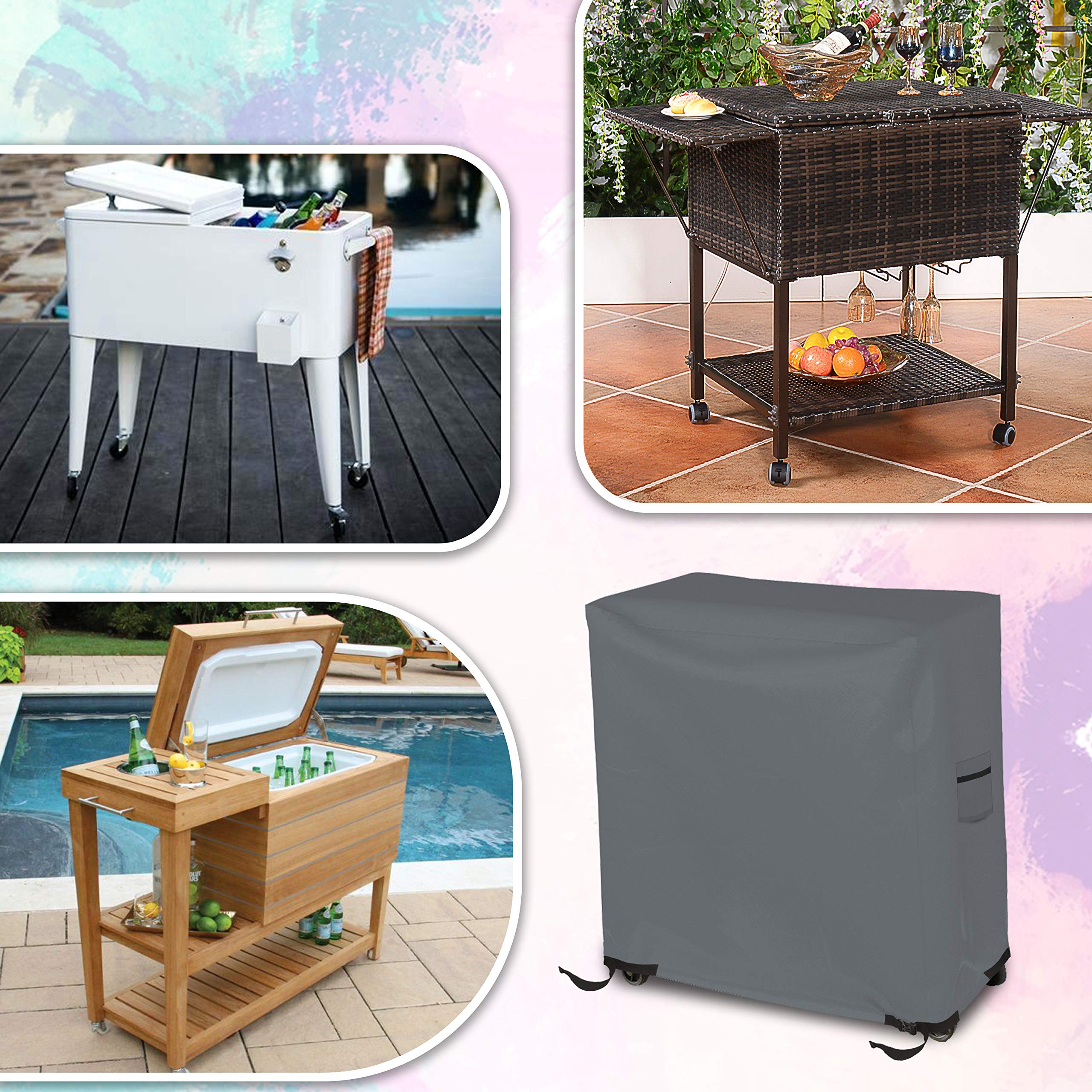 Cooler Cover 12 Oz Waterproof - Rolling Cart Cover 100% Weather Resistant with Air Pockets & Drawstrap for Snug Fit - Image 6