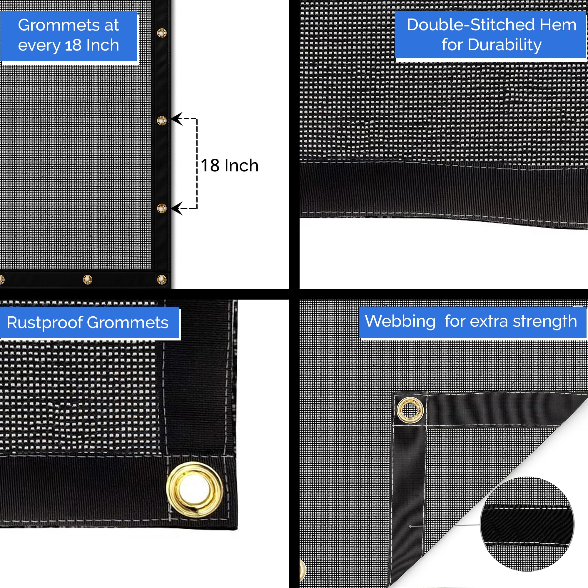 Covers & All 6 oz Heavy Duty Mesh Tarp – Breathable Shade Debris Tarp with Reinforced Edges & Grommets for Dump Truck, Trailer, Garden, Fence & Outdoor Cover (14 ft x 24 ft, Black) - Image 5