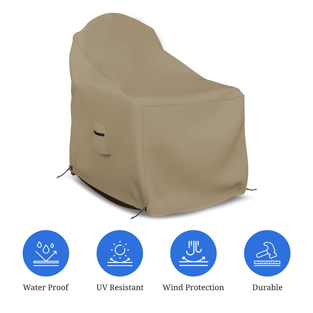 Covers & all Adirondack Chair Cover, 12 Oz Waterproof UV & Weather Resistant All Season Protector, Outdoor Furniture Cover with Air Vent & Drawstrings (36" W x 34" D x 32" H, Beige) - Image 3