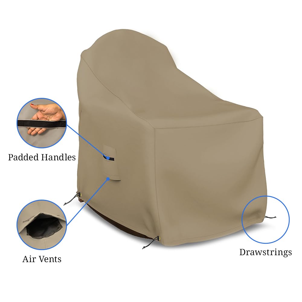 Covers & all Adirondack Chair Cover, 12 Oz Waterproof UV & Weather Resistant All Season Protector, Outdoor Furniture Cover with Air Vent & Drawstrings (36" W x 34" D x 32" H, Beige) - Image 4