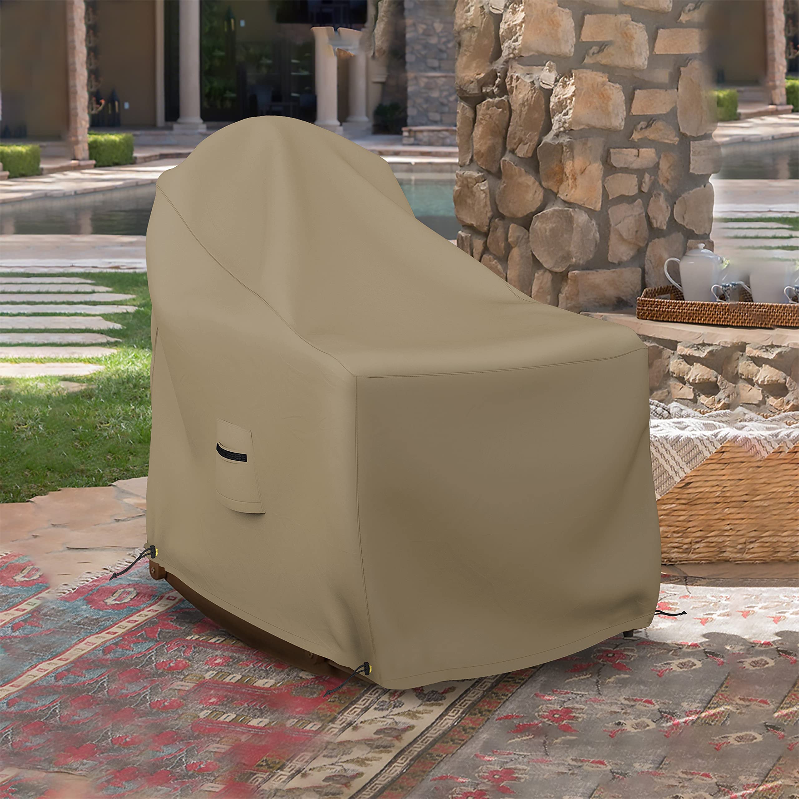 Covers & all Adirondack Chair Cover, 12 Oz Waterproof UV & Weather Resistant All Season Protector, Outdoor Furniture Cover with Air Vent & Drawstrings (36" W x 34" D x 32" H, Beige) - Image 6