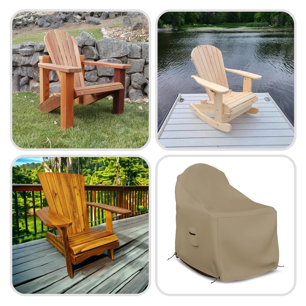 Covers & all Adirondack Chair Cover, 12 Oz Waterproof UV & Weather Resistant All Season Protector, Outdoor Furniture Cover with Air Vent & Drawstrings (36" W x 34" D x 32" H, Beige) - Image 7