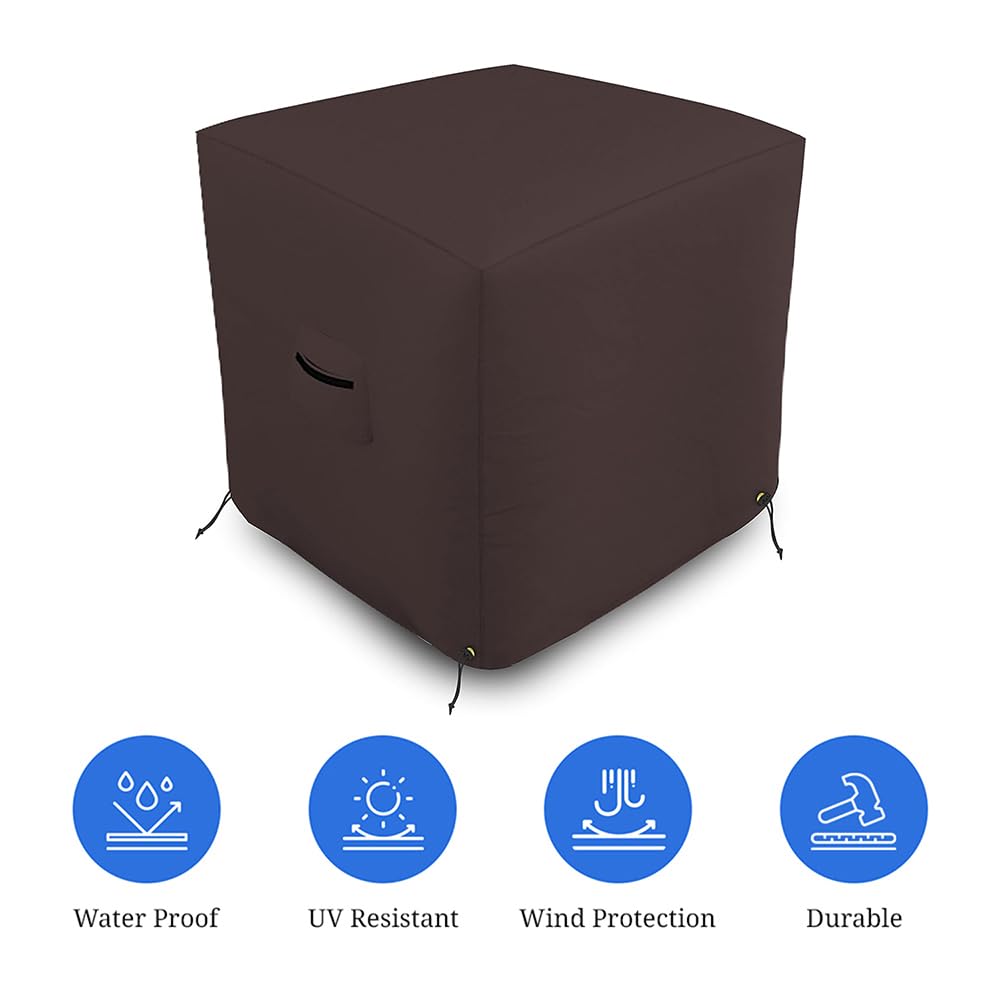 Covers & all Air Conditioner Cover, 18 Oz Waterproof, UV & Weather Resistant AC Cover for Outside Indoor Outdoor Patio Lawn Garden Backyard with Air Vents & Drawstrings (24"L x 24"W x 22"H, Coffee) - Image 3