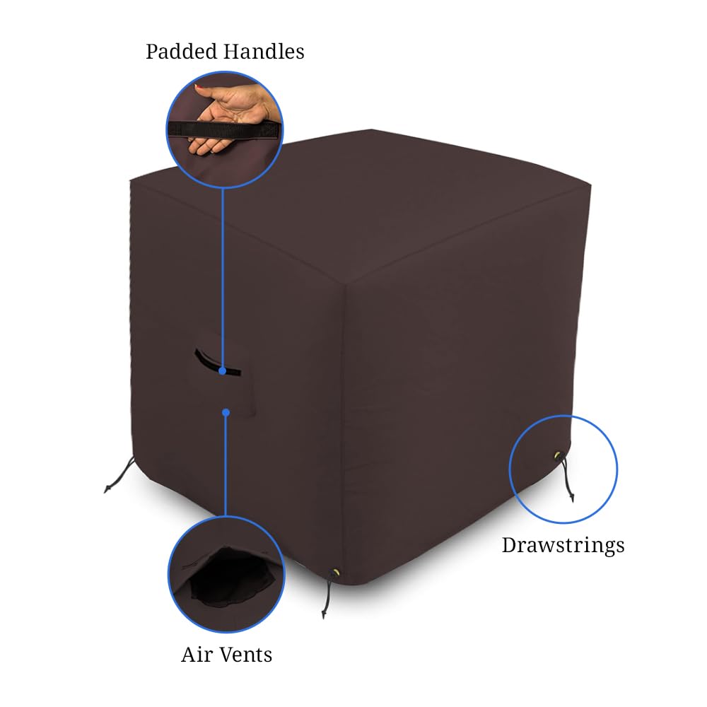 Covers & all Air Conditioner Cover, 18 Oz Waterproof, UV & Weather Resistant AC Cover for Outside Indoor Outdoor Patio Lawn Garden Backyard with Air Vents & Drawstrings (24"L x 24"W x 22"H, Coffee) - Image 4