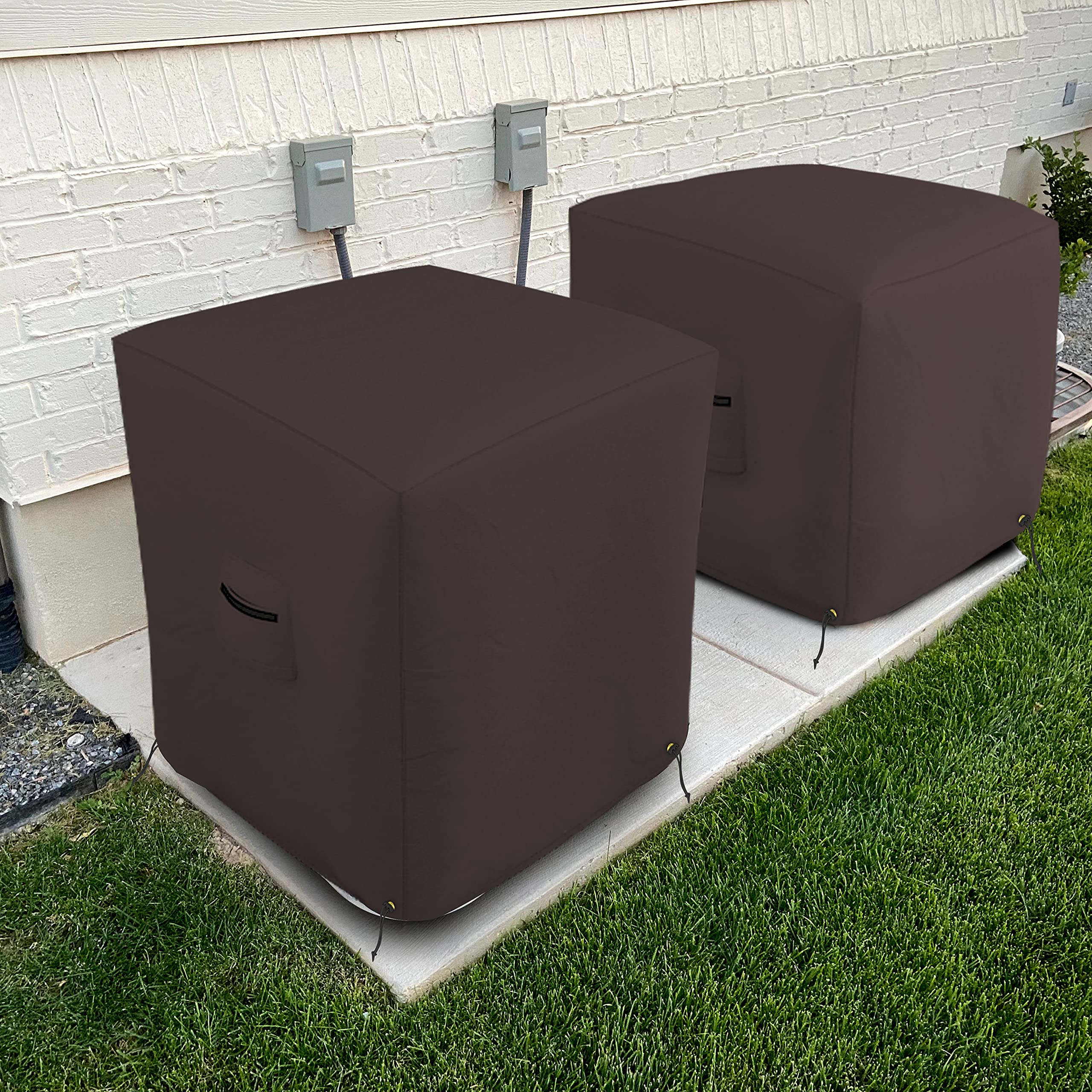 Covers & all Air Conditioner Cover, 18 Oz Waterproof, UV & Weather Resistant AC Cover for Outside Indoor Outdoor Patio Lawn Garden Backyard with Air Vents & Drawstrings (24"L x 24"W x 22"H, Coffee) - Image 6