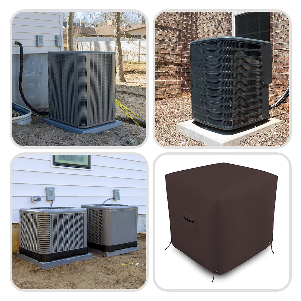 Covers & all Air Conditioner Cover, 18 Oz Waterproof, UV & Weather Resistant AC Cover for Outside Indoor Outdoor Patio Lawn Garden Backyard with Air Vents & Drawstrings (24"L x 24"W x 22"H, Coffee) - Image 7