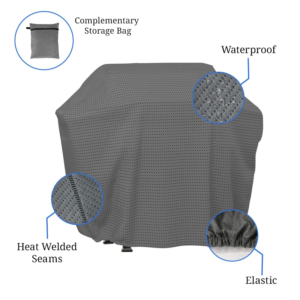 Covers & all BBQ Grill Cover with Elastic, 160 GSM Duro Pro Breathable Fabric, Waterproof UV Resistant, Ideal for Indoors and Outdoors (50" W x 24" D x 48" H, Gray) - Image 3