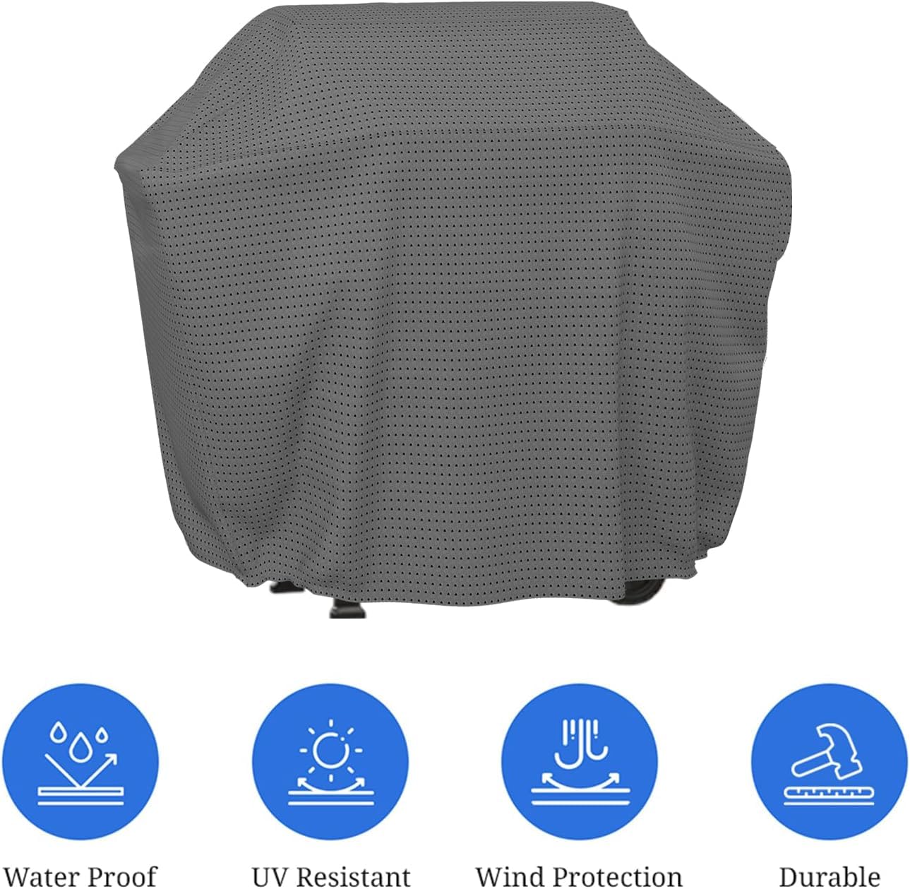 Covers & all BBQ Grill Cover with Elastic, 160 GSM Duro Pro Breathable Fabric, Waterproof UV Resistant, Ideal for Indoors and Outdoors (50" W x 24" D x 48" H, Gray) - Image 4