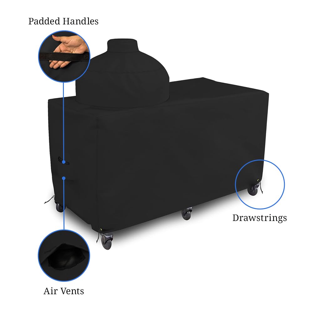 Covers & all Big Egg Grill Cover, 12 Oz Waterproof UV & Weather Resistant, PVC Coated Outdoor Cover with Air Vents & Drawstrings (72" L x 36" D x 52" H, Black) - Image 4