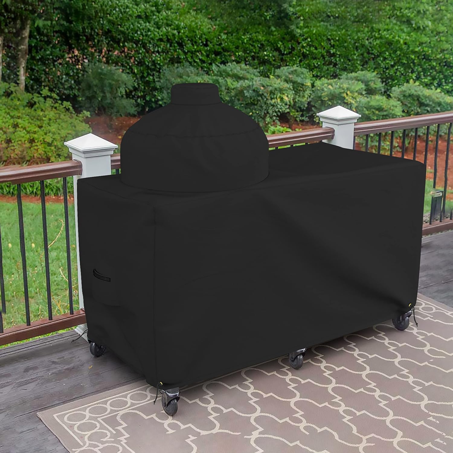 Covers & all Big Egg Grill Cover, 12 Oz Waterproof UV & Weather Resistant, PVC Coated Outdoor Cover with Air Vents & Drawstrings (72" L x 36" D x 52" H, Black) - Image 6
