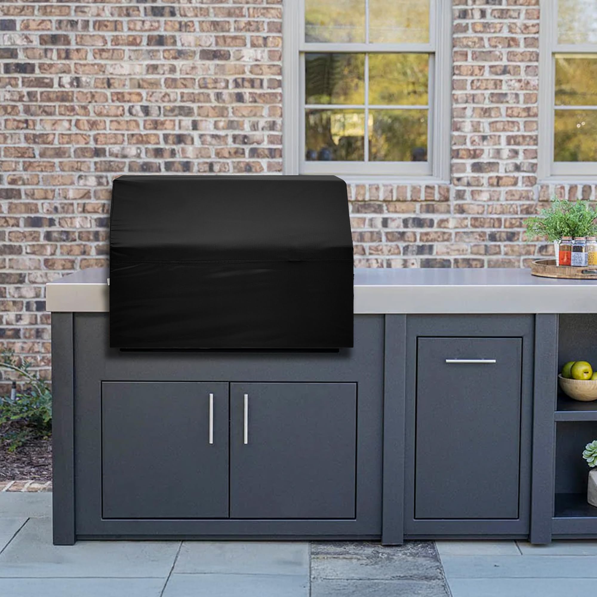 Covers & All Built-in Grill Cover for Outdoor Grill – Heavy Duty 18 oz Waterproof Built-in BBQ Grill Cover, PVC-Coated Polyester with Elastic Hem for Snug Fit (32 x 26 x 24 inches, Black) - Image 8