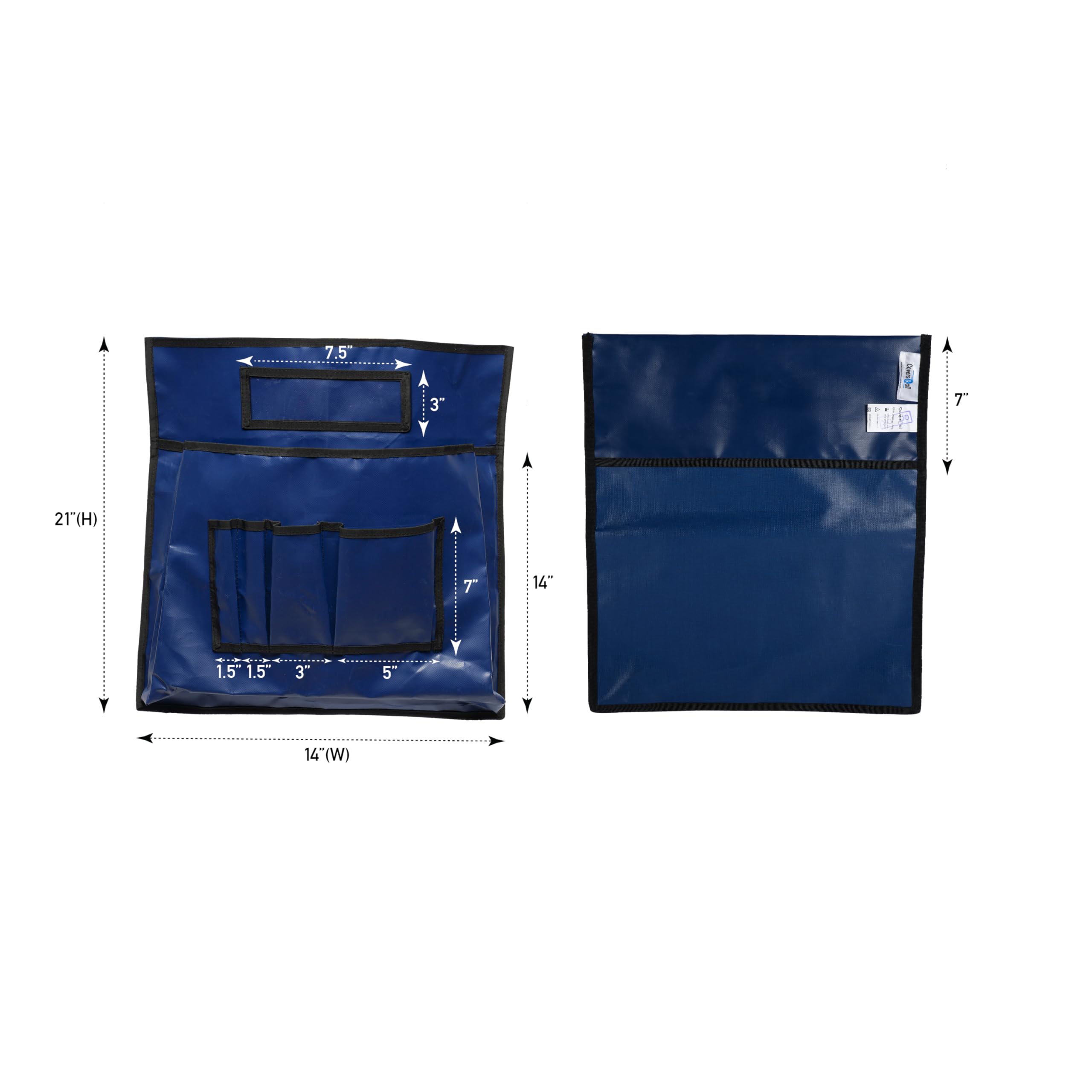 Covers & All Chair Back Pocket Organizer, 12 Oz., Kids Preschool Daycare Classroom chairs, Multi Pockets Storage (14" W x 21" H, Blue) - Image 4