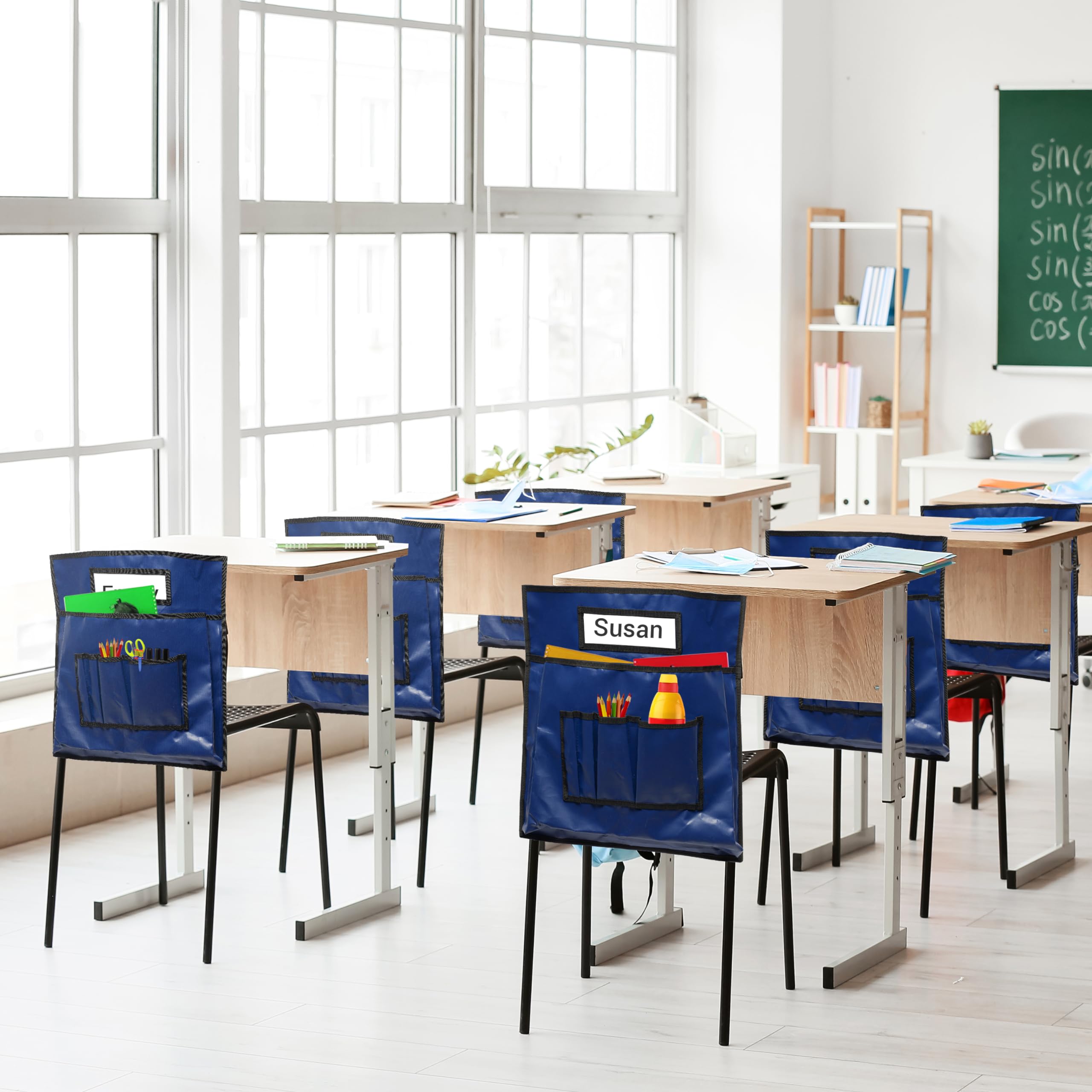 Covers & All Chair Back Pocket Organizer, 12 Oz., Kids Preschool Daycare Classroom chairs, Multi Pockets Storage (14" W x 21" H, Blue) - Image 7