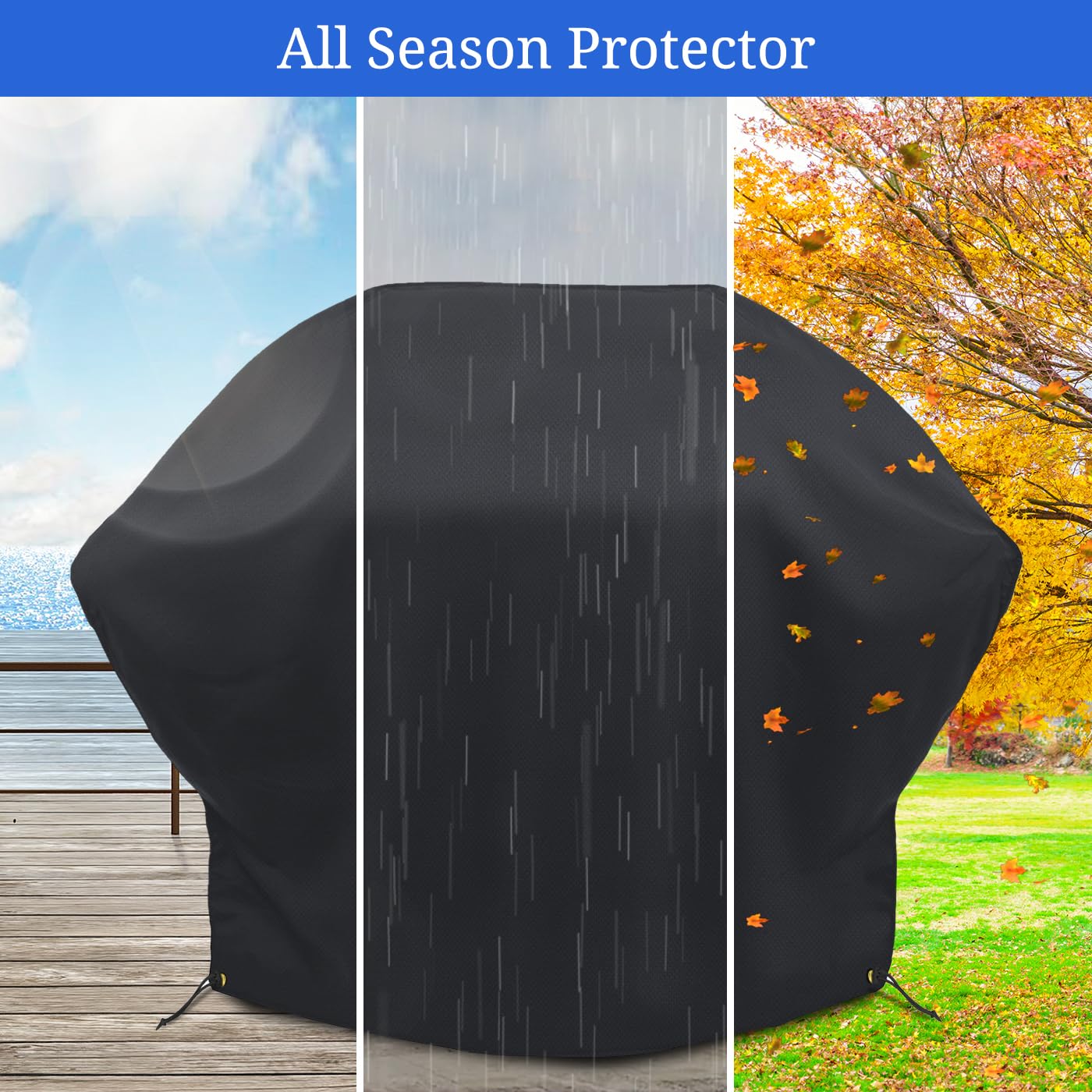 Covers & all Char-Broil Performance Grill Cover, Heavy Duty Waterproof Cover for Outdoor Grill, UV & Weather Resistant, BBQ Cover for 2-3 Burner Gas Grills with Secure Fit (52"W x 23"D x 40"H, Black) - Image 3