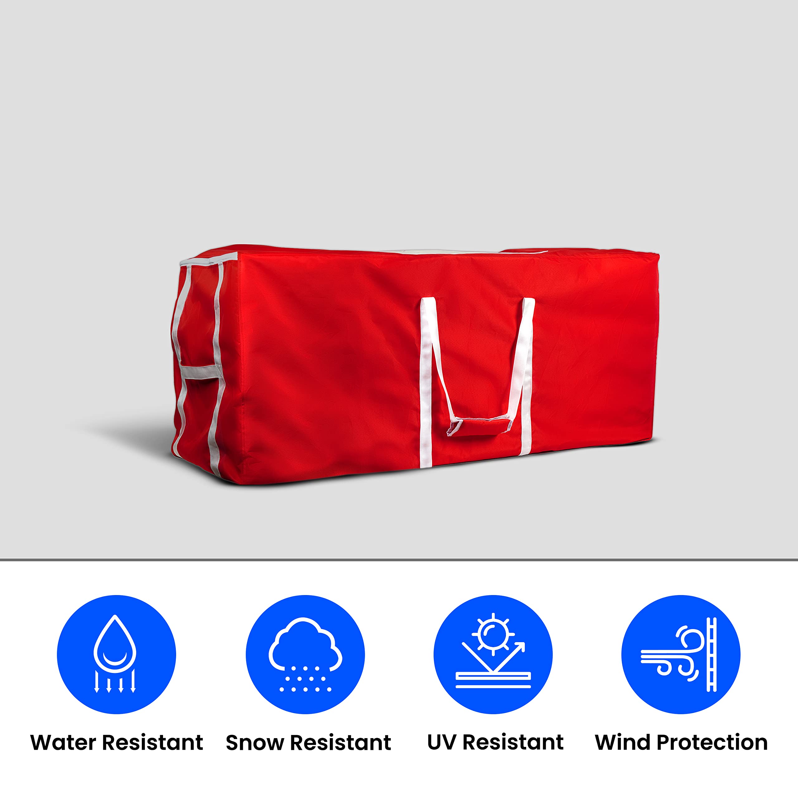 Covers & all Christmas Tree Storage Bag, Made of Waterproof, UV-Resistant Polyester Fabric (60” W x 20” D x 25.5” H, Red) - Image 3