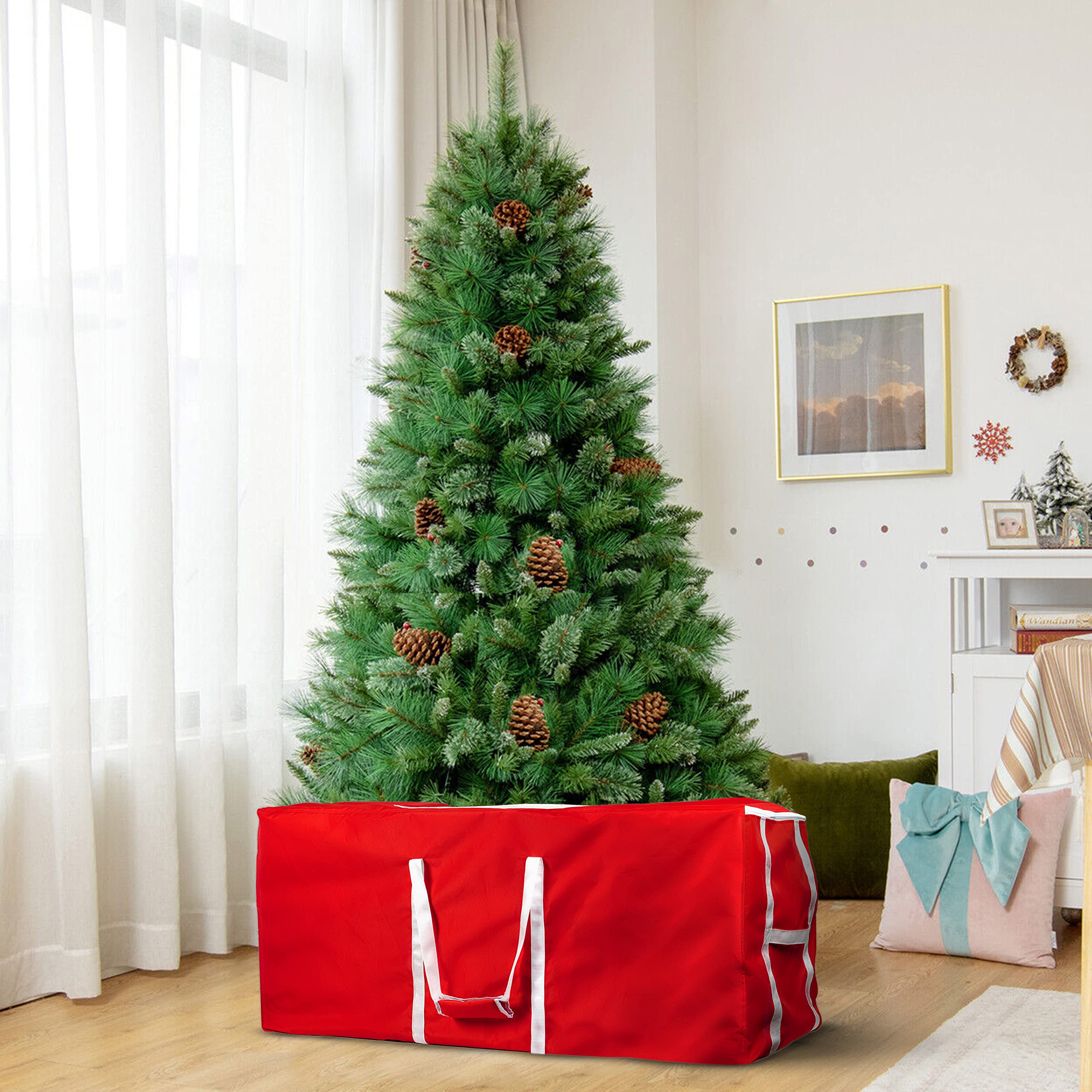Covers & all Christmas Tree Storage Bag, Made of Waterproof, UV-Resistant Polyester Fabric (60” W x 20” D x 25.5” H, Red) - Image 4