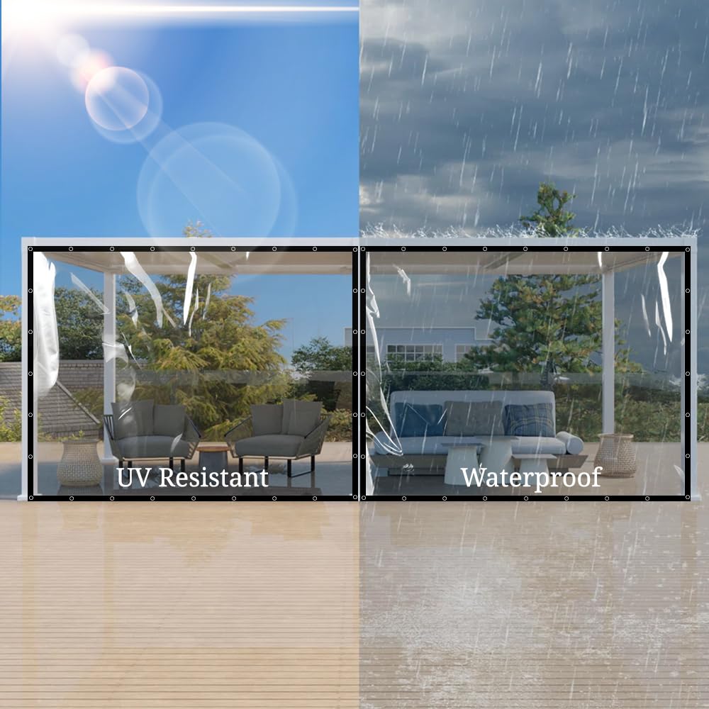 Covers & all Clear Tarp Heavy Duty Waterproof, 20mil Clear Tarp with Grommets, Outdoor Tarp for Patio Covers, Porch Screens, Greenhouses, Chicken Coop (10' H x 20' W Feet), Indoor or Outdoor Use - Image 3