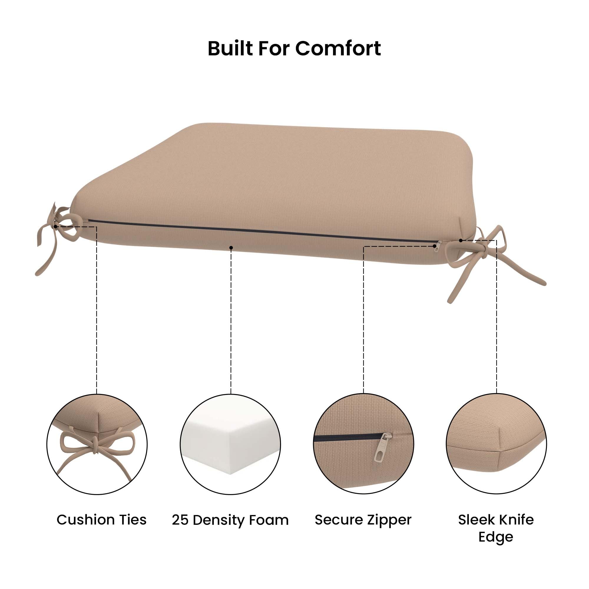 Covers & All Cover Rite Square Dining Chair Cushion, 600 Denier High-Density 3" Foam Outdoor Chair Cushions, Water Resistant and UV Fade Resistant for Outdoor Furniture and Patio Dining (Set of 4) - Image 3