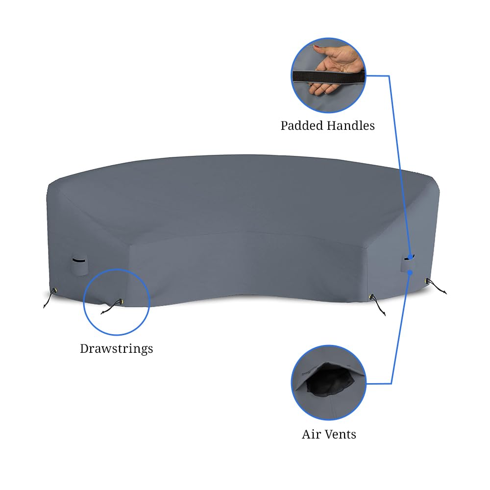 Covers & All Curved Outdoor Couch Cover, 12 Oz PVC Tear & UV Proof, Waterproof Outdoor Patio Furniture Set Cover with Air Pockets & Drawstrings (190" L x 36" W x 39" H x 128" FL, Gray) - Image 4