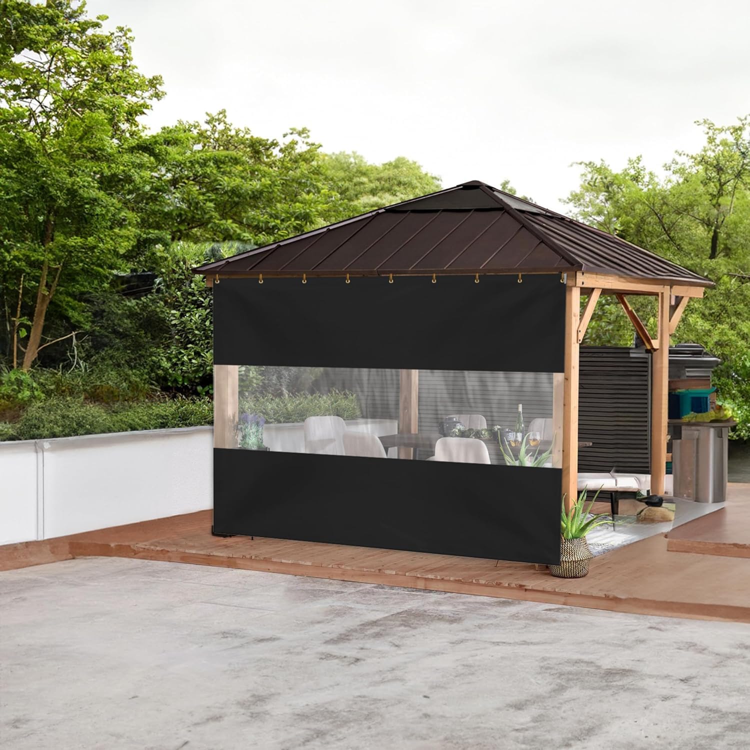 Covers & All Custom Outdoor Curtains for Patio Waterproof, 18 oz PVC Polyester Tear and UV Resistant Clear Panel Curtain Featuring Rust-Free Grommets, Ideal for Patios, and Pergola - Image 4