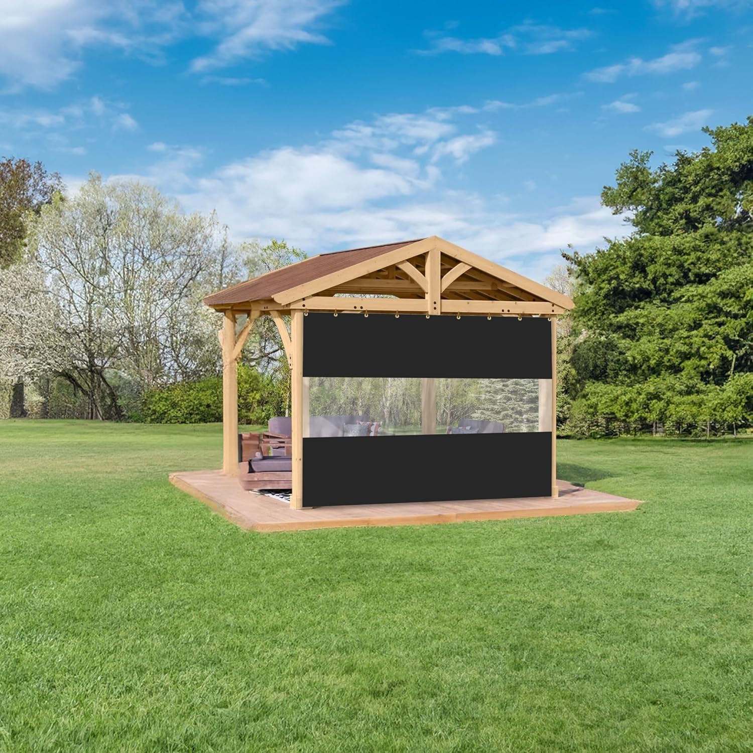 Covers & All Custom Outdoor Curtains for Patio Waterproof, 18 oz PVC Polyester Tear and UV Resistant Clear Panel Curtain Featuring Rust-Free Grommets, Ideal for Patios, and Pergola - Image 5