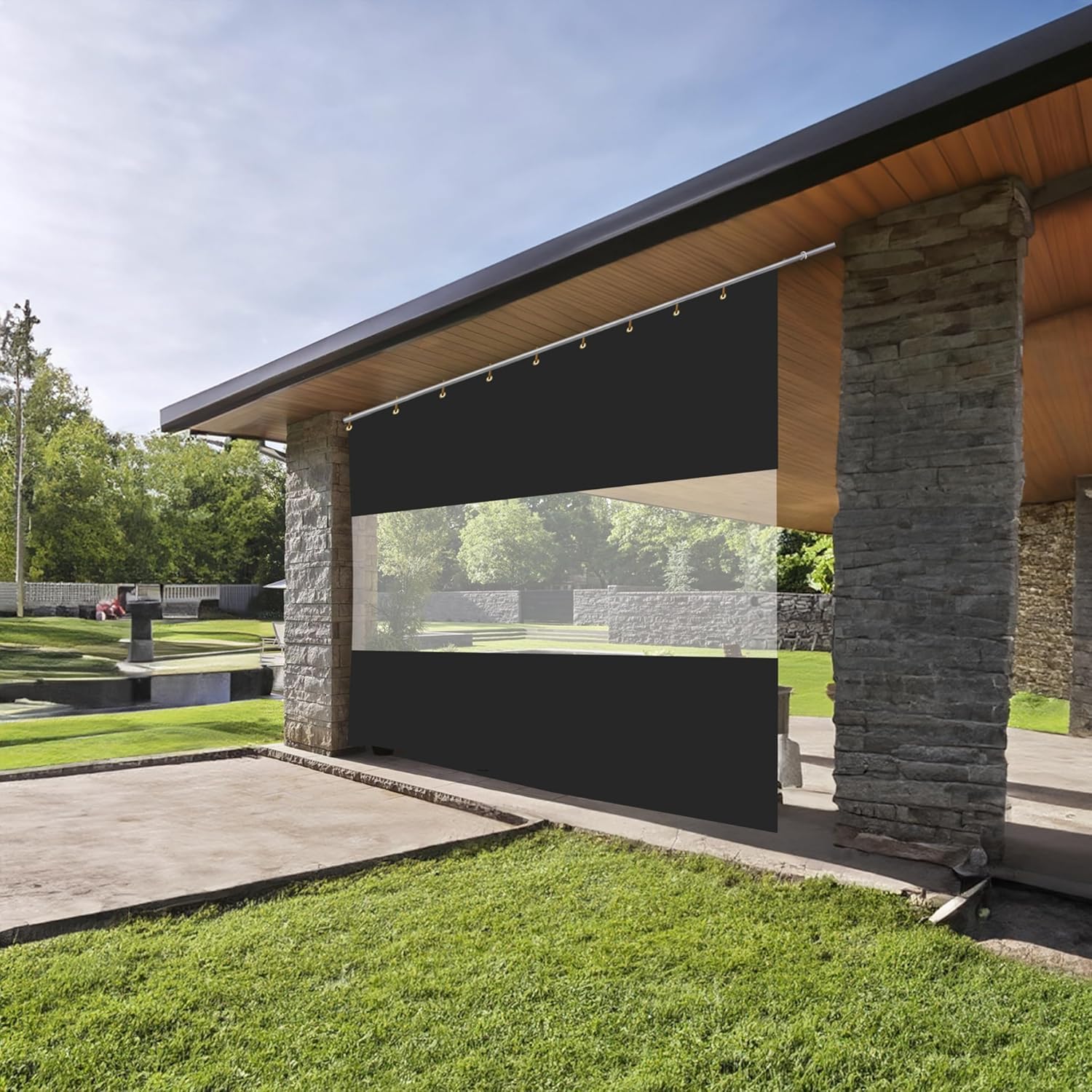 Covers & All Custom Outdoor Curtains for Patio Waterproof, 18 oz PVC Polyester Tear and UV Resistant Clear Panel Curtain Featuring Rust-Free Grommets, Ideal for Patios, and Pergola - Image 6