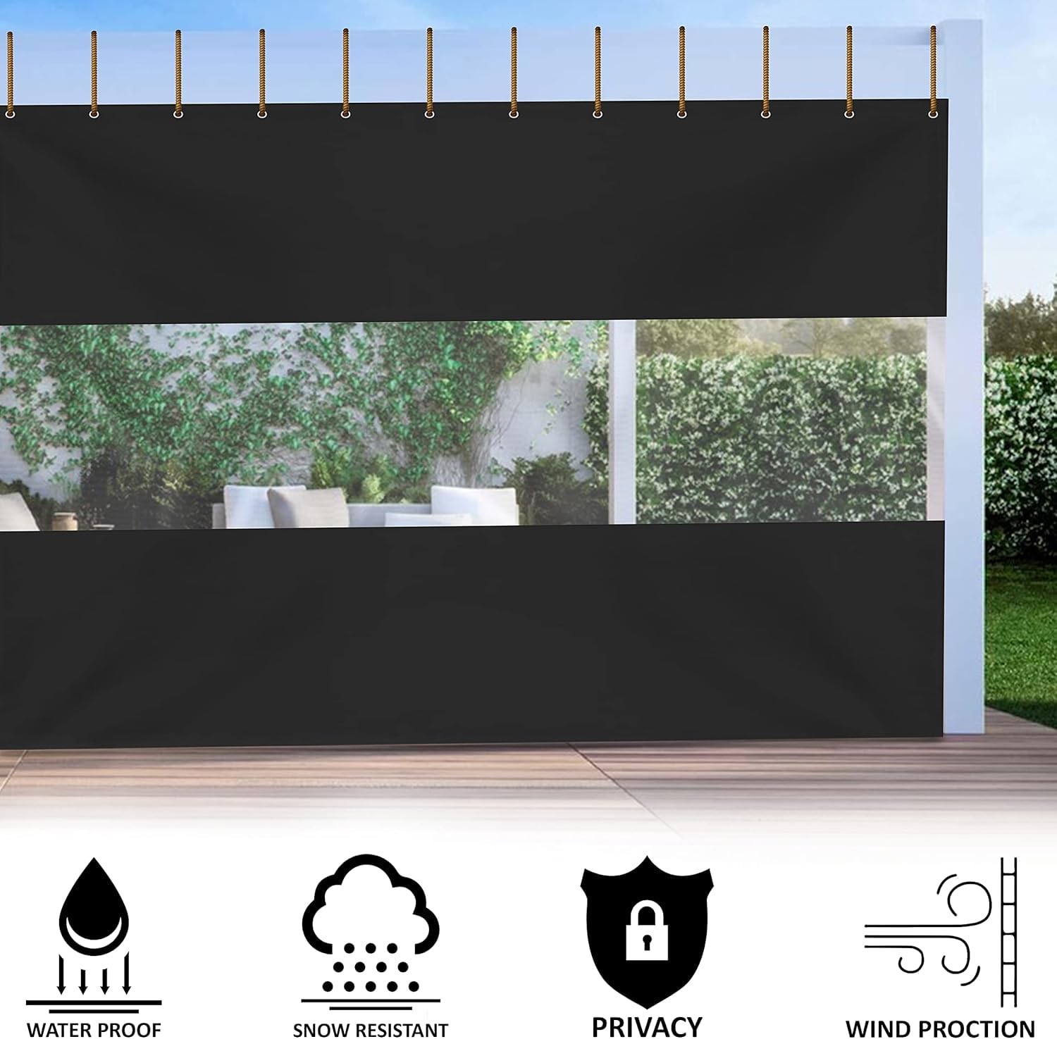 Covers & All Custom Outdoor Curtains for Patio Waterproof, 18 oz PVC Polyester Tear and UV Resistant Clear Panel Curtain Featuring Rust-Free Grommets, Ideal for Patios, and Pergola - Image 8