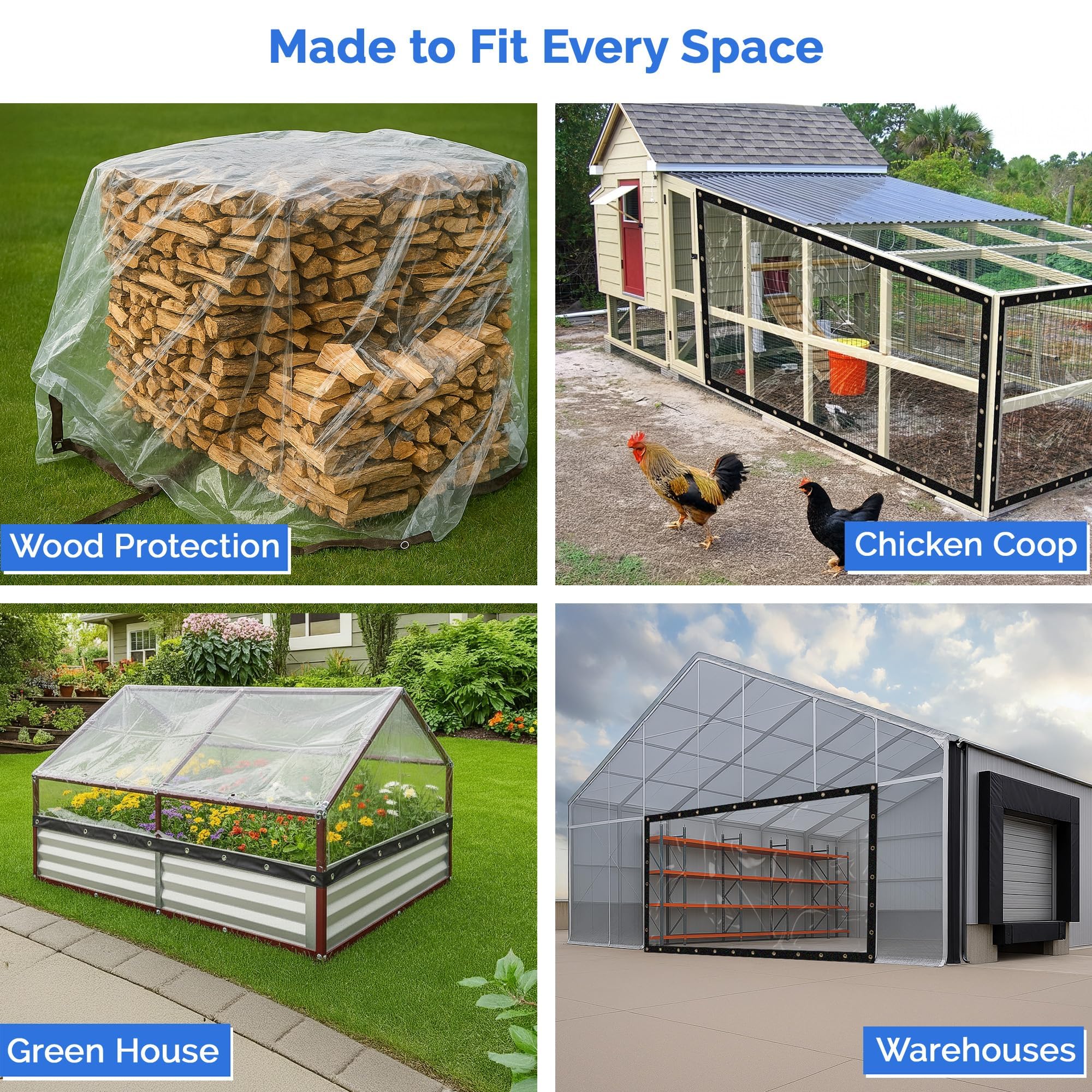 Covers & All Heavy Duty Clear Vinyl Tarp – 20 Mil Waterproof Clear Tarp with Grommets for Patio, Porch, Gazebo, Greenhouse & Chicken Coop (5 x 8 ft) - Image 5