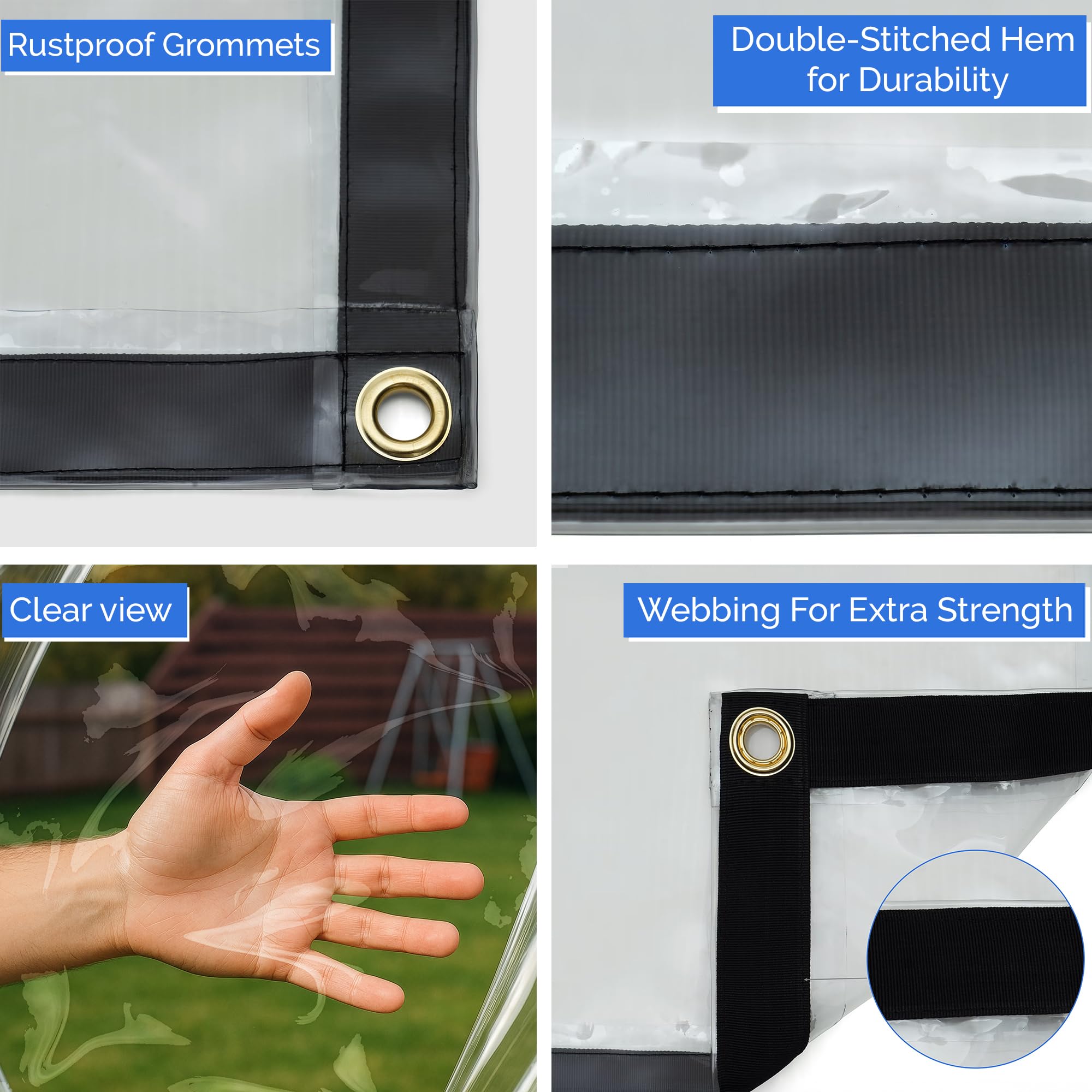 Covers & All Heavy Duty Custom Clear Vinyl Tarp – 20 Mil Waterproof Custom Clear Tarp with Grommets for Patio, Porch, Gazebo, Greenhouse & Chicken Coop - Image 4