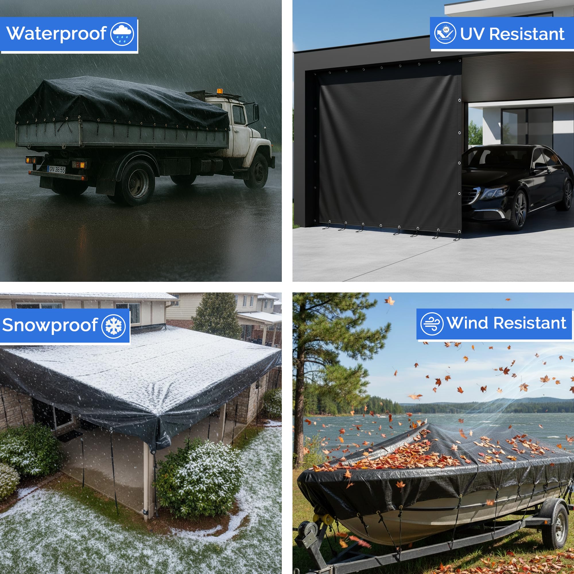 Covers & All Heavy Duty Waterproof Tarp – 18 Oz PVC Polyester Vinyl Tarp, Tear & UV Resistant with Reinforced Edges and Grommets for Industrial, Construction & Equipment Coverage (6 ft x 8 ft, Black) - Image 3