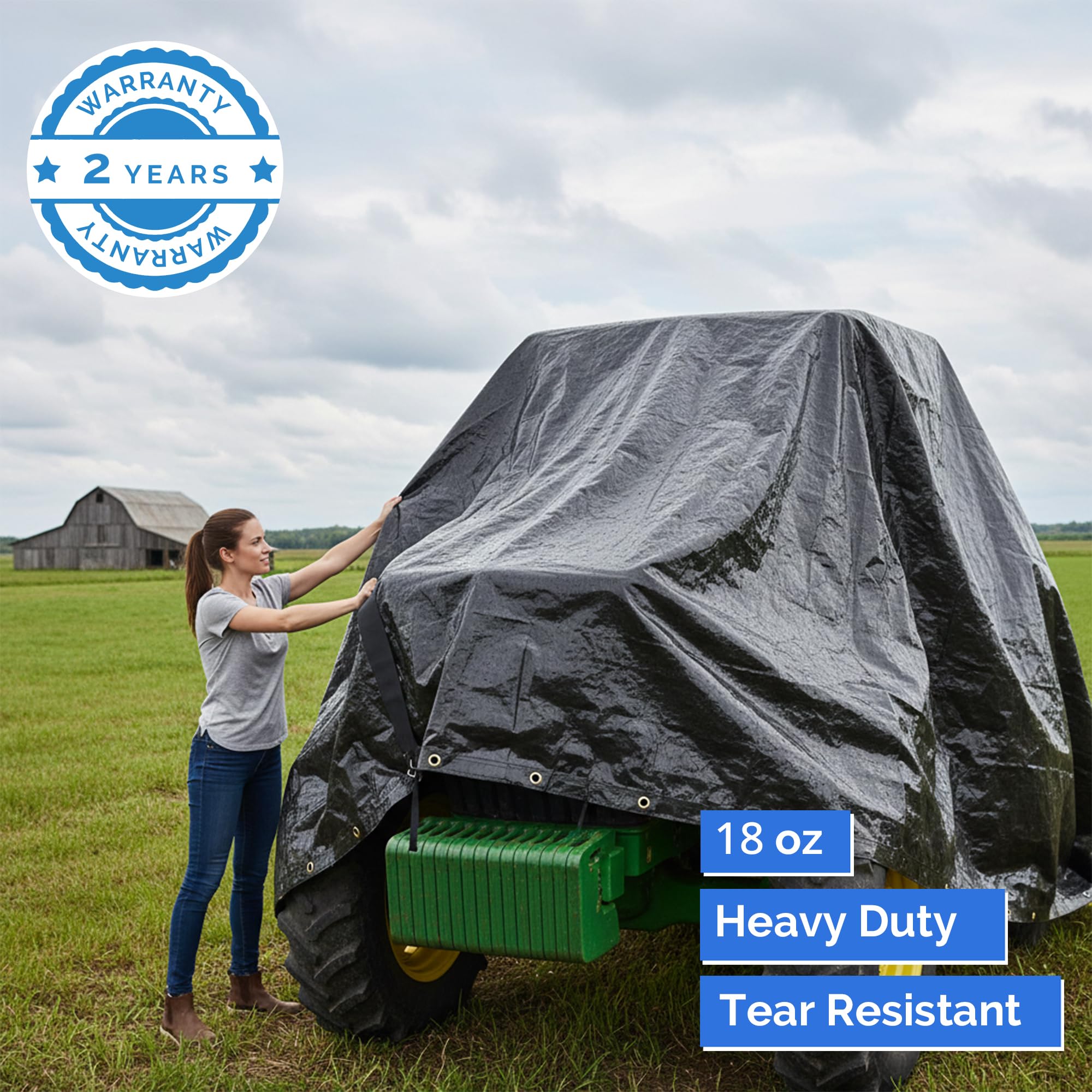 Covers & All Heavy Duty Waterproof Tarp – 18 Oz PVC Polyester Vinyl Tarp, Tear & UV Resistant with Reinforced Edges and Grommets for Industrial, Construction & Equipment Coverage (6 ft x 8 ft, Black) - Image 4
