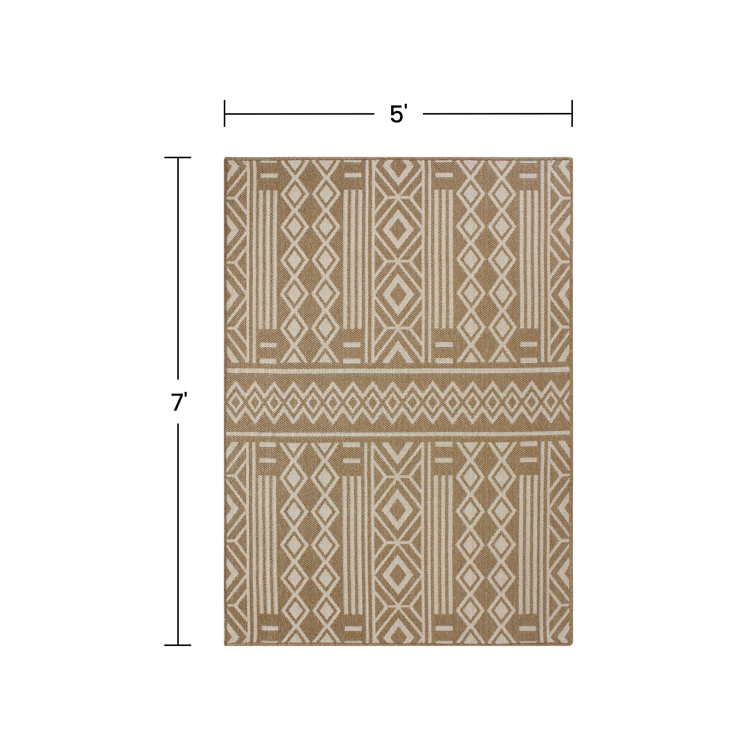 Covers&All Indoor Outdoor Rug, Tribal Geometric Weave 5x7 ft Area Rug, Weatherproof, UV-Resistant, Stain & Tear-Resistant Washable Rug, Lightweight & Portable Patio Rug for Deck, Porch, Living Room - Image 3