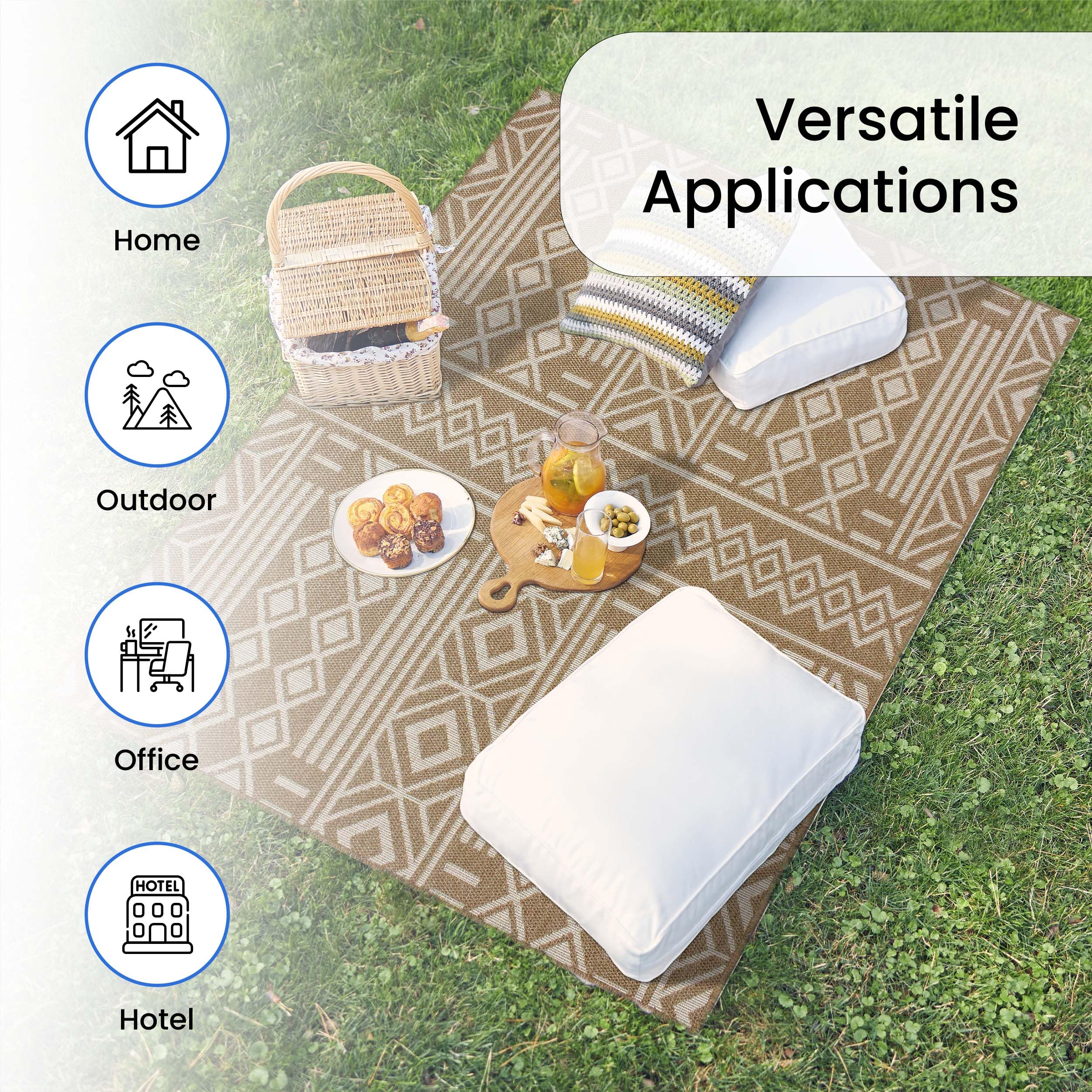 Covers&All Indoor Outdoor Rug, Tribal Geometric Weave 5x7 ft Area Rug, Weatherproof, UV-Resistant, Stain & Tear-Resistant Washable Rug, Lightweight & Portable Patio Rug for Deck, Porch, Living Room - Image 4