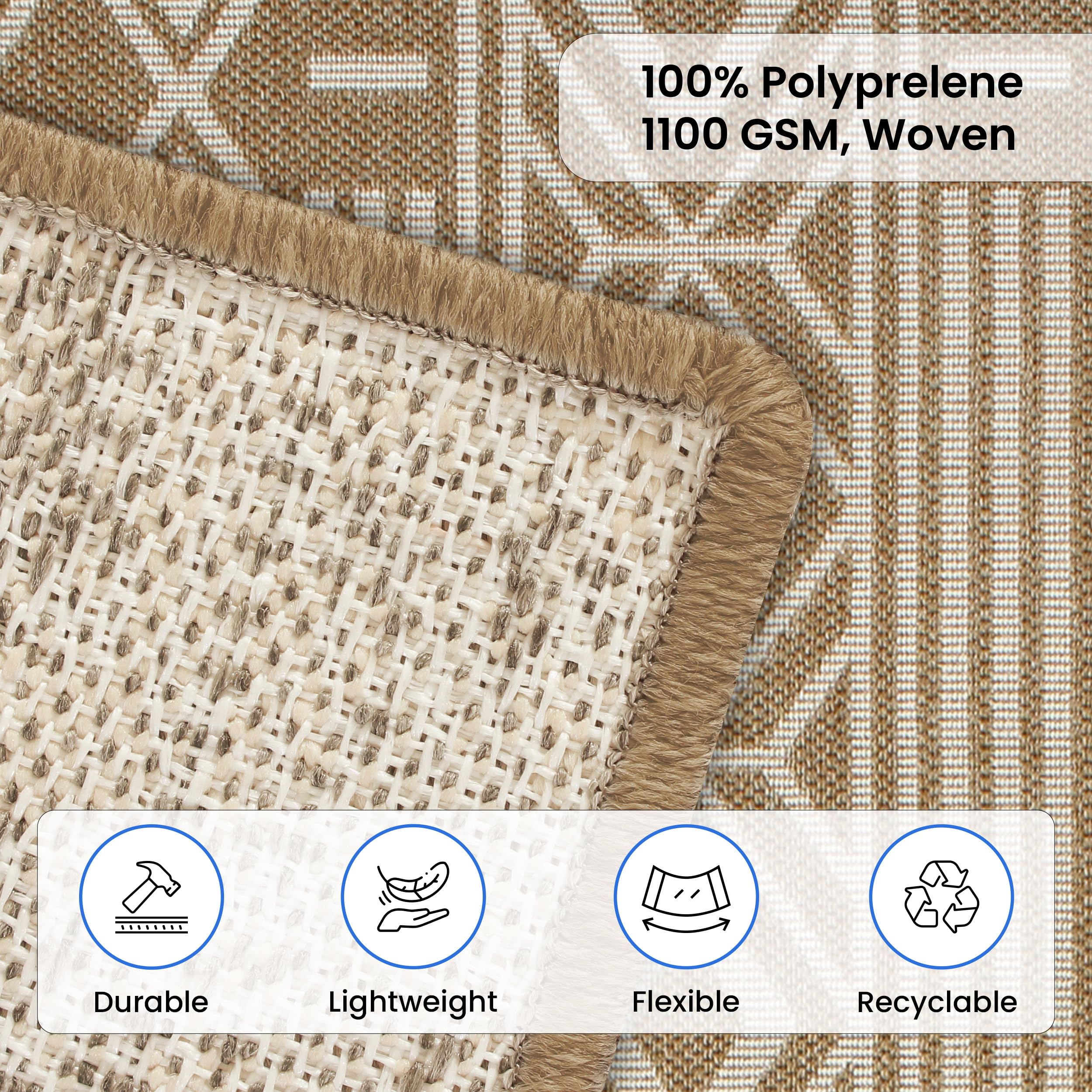 Covers&All Indoor Outdoor Rug, Tribal Geometric Weave 5x7 ft Area Rug, Weatherproof, UV-Resistant, Stain & Tear-Resistant Washable Rug, Lightweight & Portable Patio Rug for Deck, Porch, Living Room - Image 7