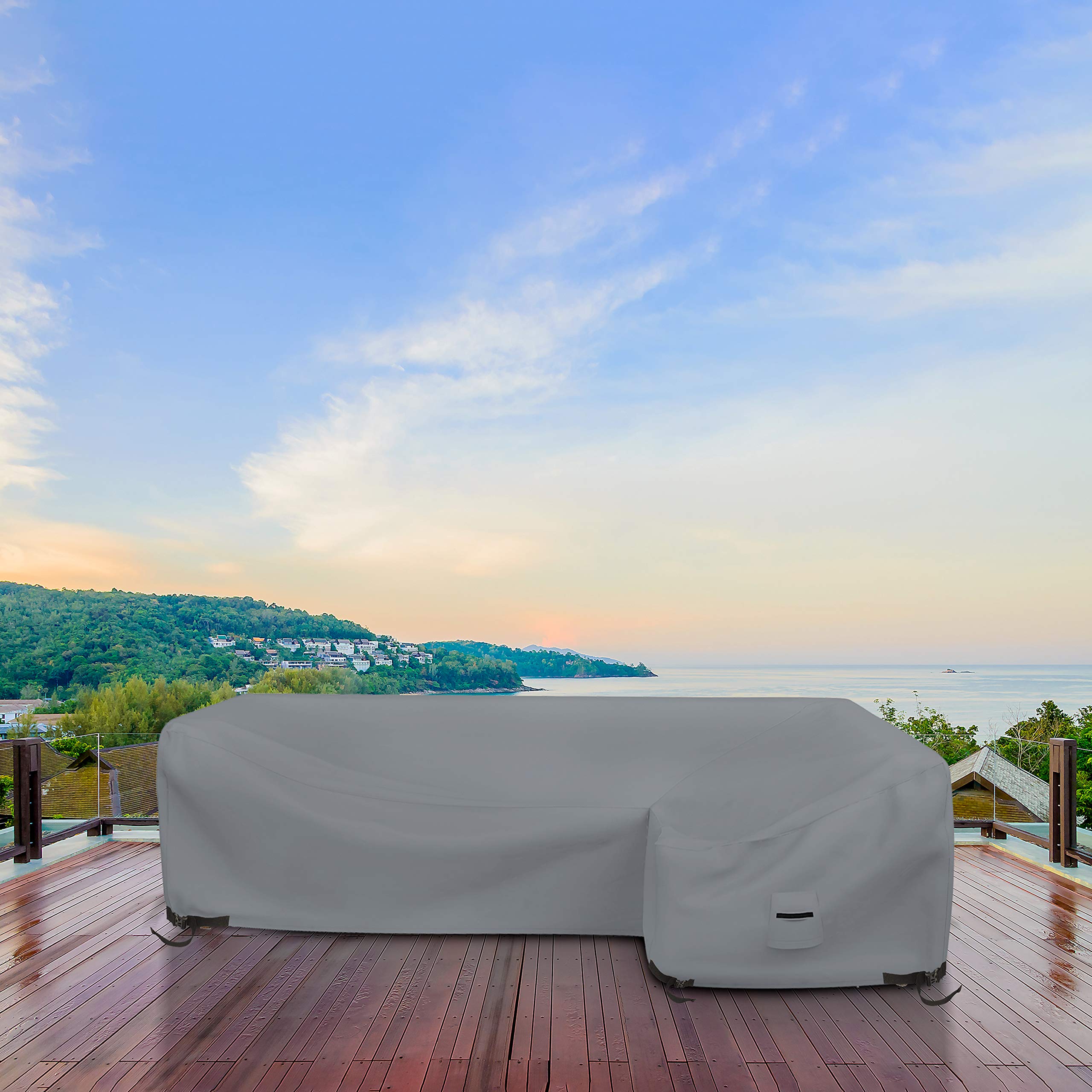 Covers & All L Shaped Couch Cover, 12 Oz Polyester, Waterproof Sofa Slipcovers, Tear & UV Proof Furniture Protector Cover with Handles & Air Pockets (Right Side Sofa, 90" x 120" x 33" x 35", Gray) - Image 5