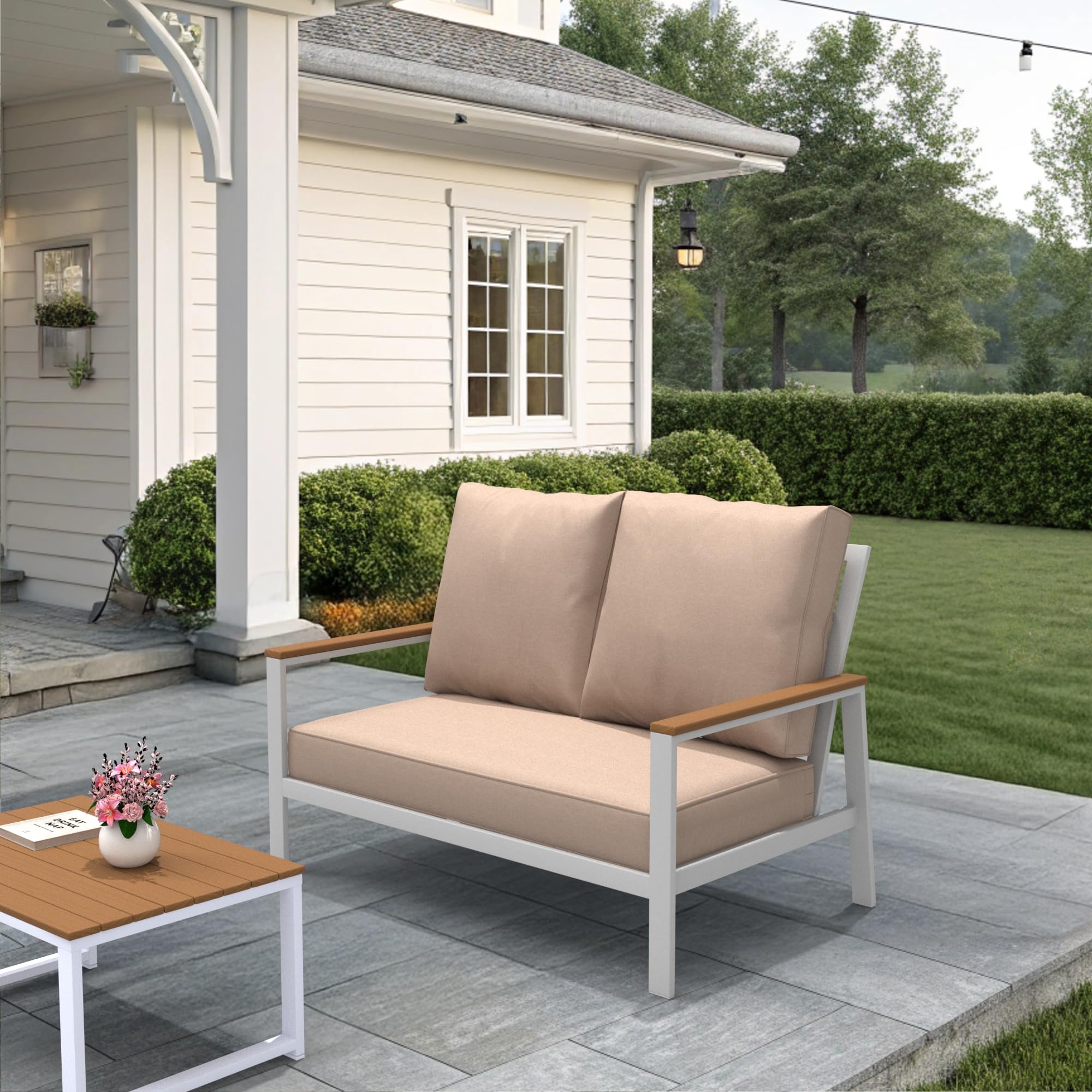 Covers & All Olefin Loveseat Cushion, Foam Seat and Polyfill Back, 420 Denier Supportive Patio Cushions for Outdoor Furniture, Water and Resistant for Patio Loveseat - Image 5