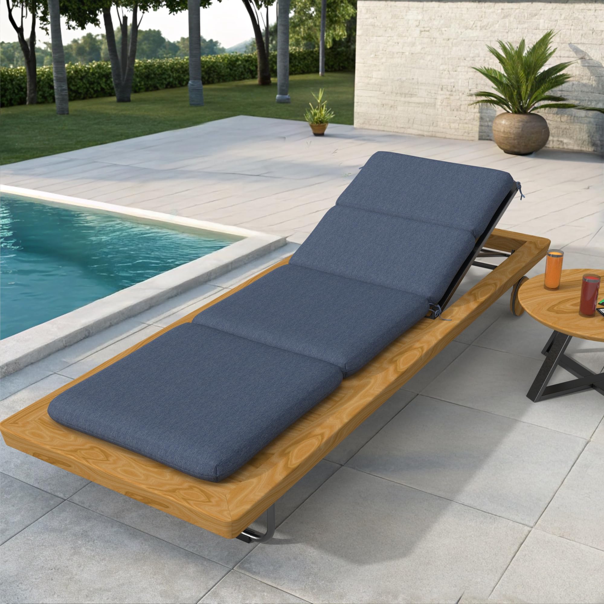 Covers & All Olefin Rectangle Lounge Chair Cushion, 420 Denier Supportive Foam Lounge Chair Outdoor, Water and Mildew Resistant for Patio Lounge (Set of 2) - Image 7