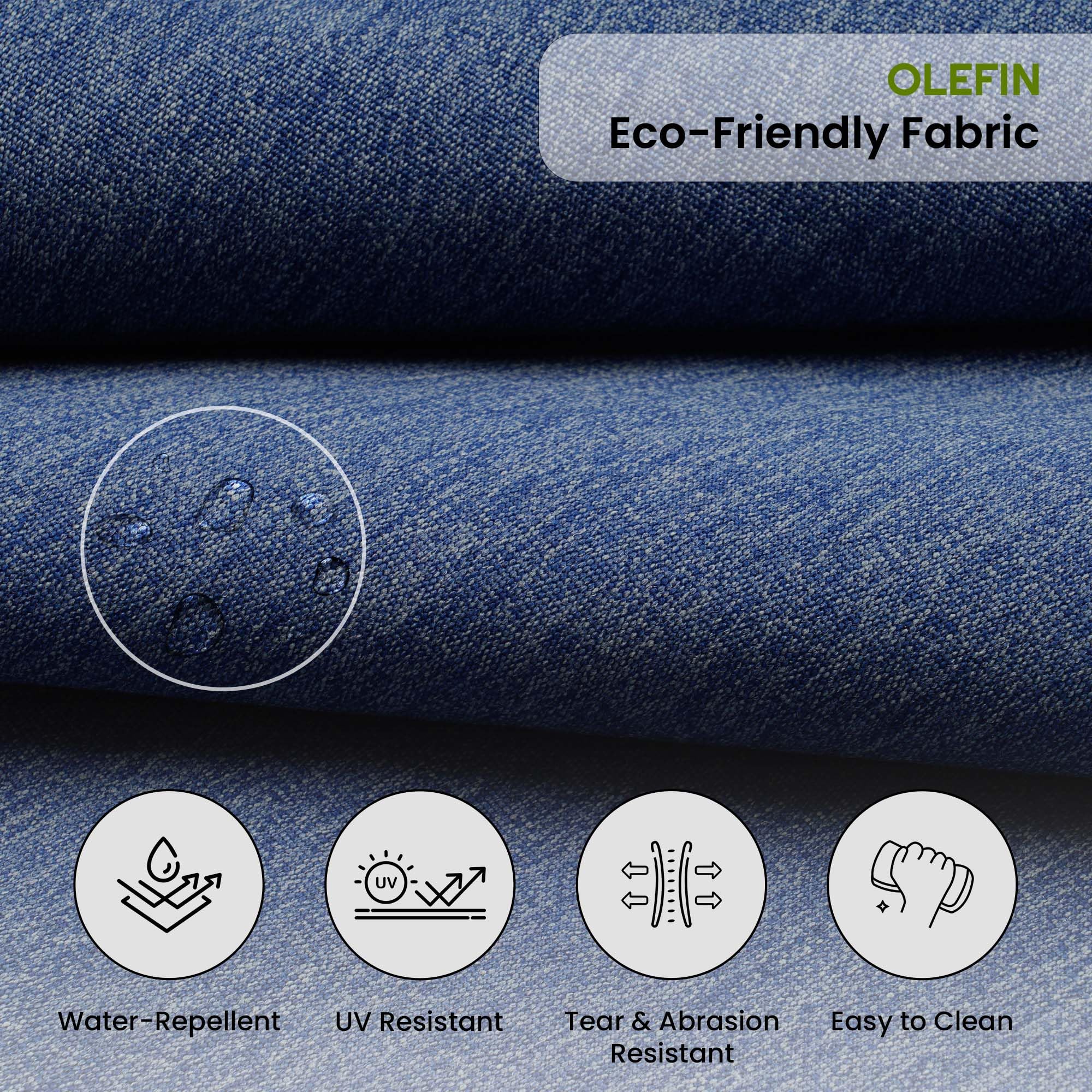 Covers & All Olefin Rectangle Lounge Chair Cushion, 420 Denier Supportive Foam Lounge Chair Outdoor, Water and Mildew Resistant for Patio Lounge (Set of 2) - Image 4