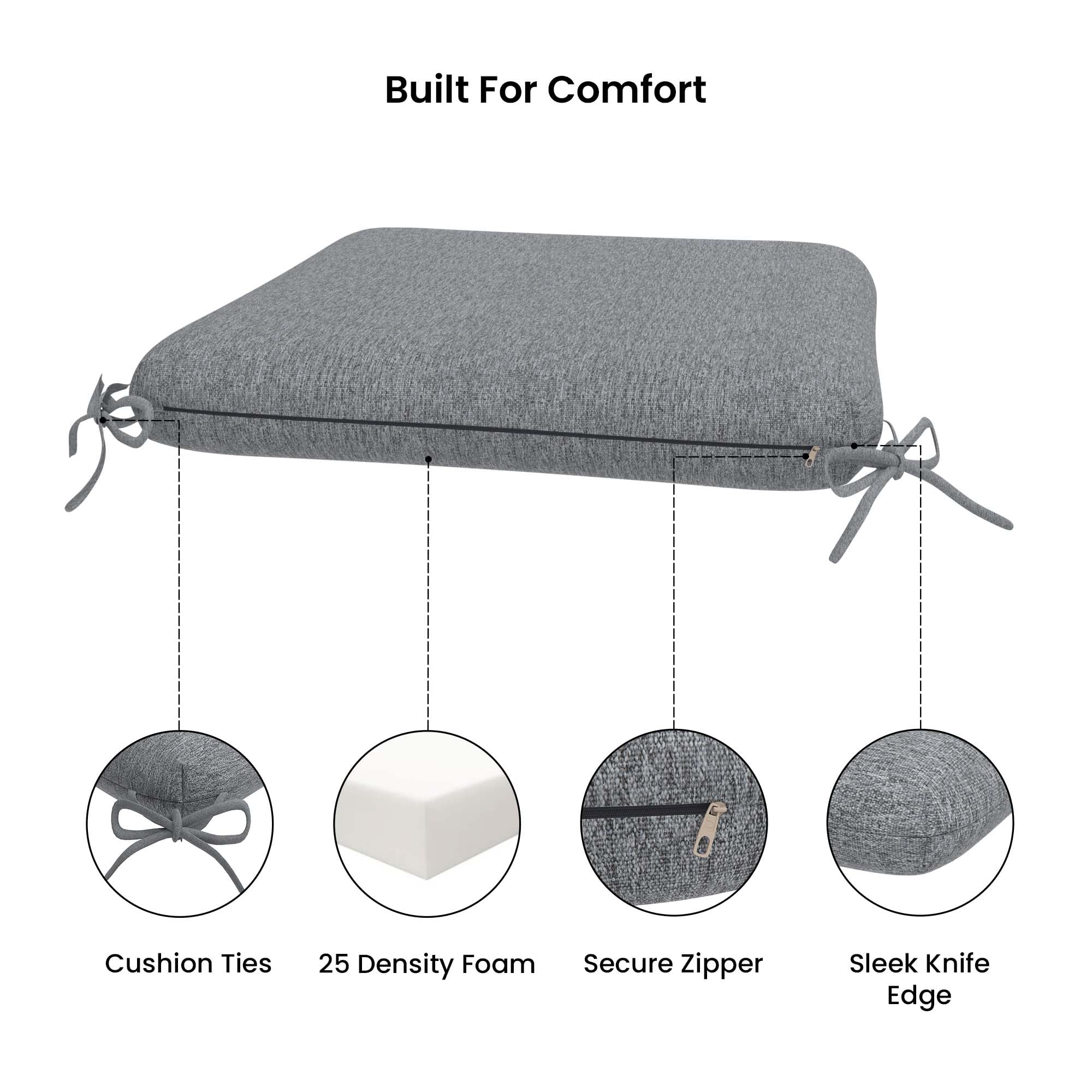 Covers & All Olefin Square Dining Chair Cushion, 420 Denier High-Density 3" Foam Outdoor Chair Cushions, Water Resistant and Mold Resistant for Outdoor Furniture and Patio Chair Cushions (Set of 6) - Image 3