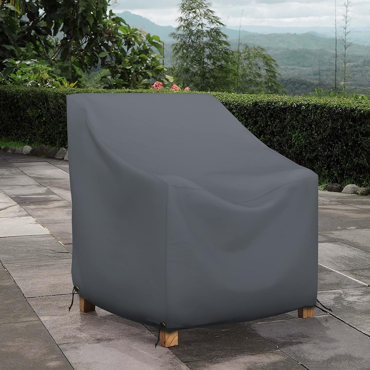 Covers & all Outdoor Chair Cover, 12 Oz Waterproof UV & Weather Resistant Patio Furniture Sofa Cover for Outdoor Outside Seating, Lawn or Garden with Drawstrings (29"W x 30"D x 36"H, Gray) - Image 5