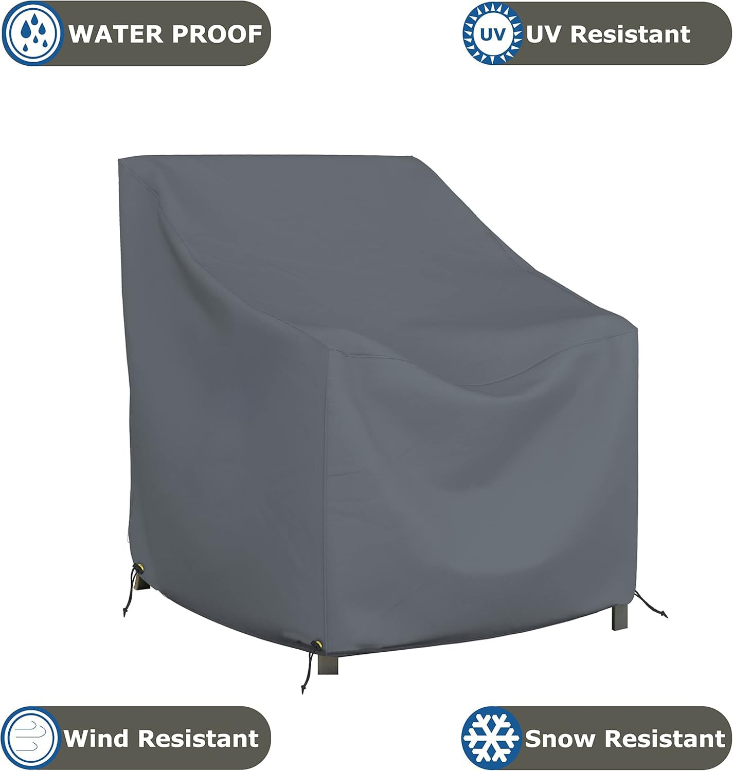 Covers & all Outdoor Chair Cover, 12 Oz Waterproof UV & Weather Resistant Patio Furniture Sofa Cover for Outdoor Outside Seating, Lawn or Garden with Drawstrings (29"W x 30"D x 36"H, Gray) - Image 6