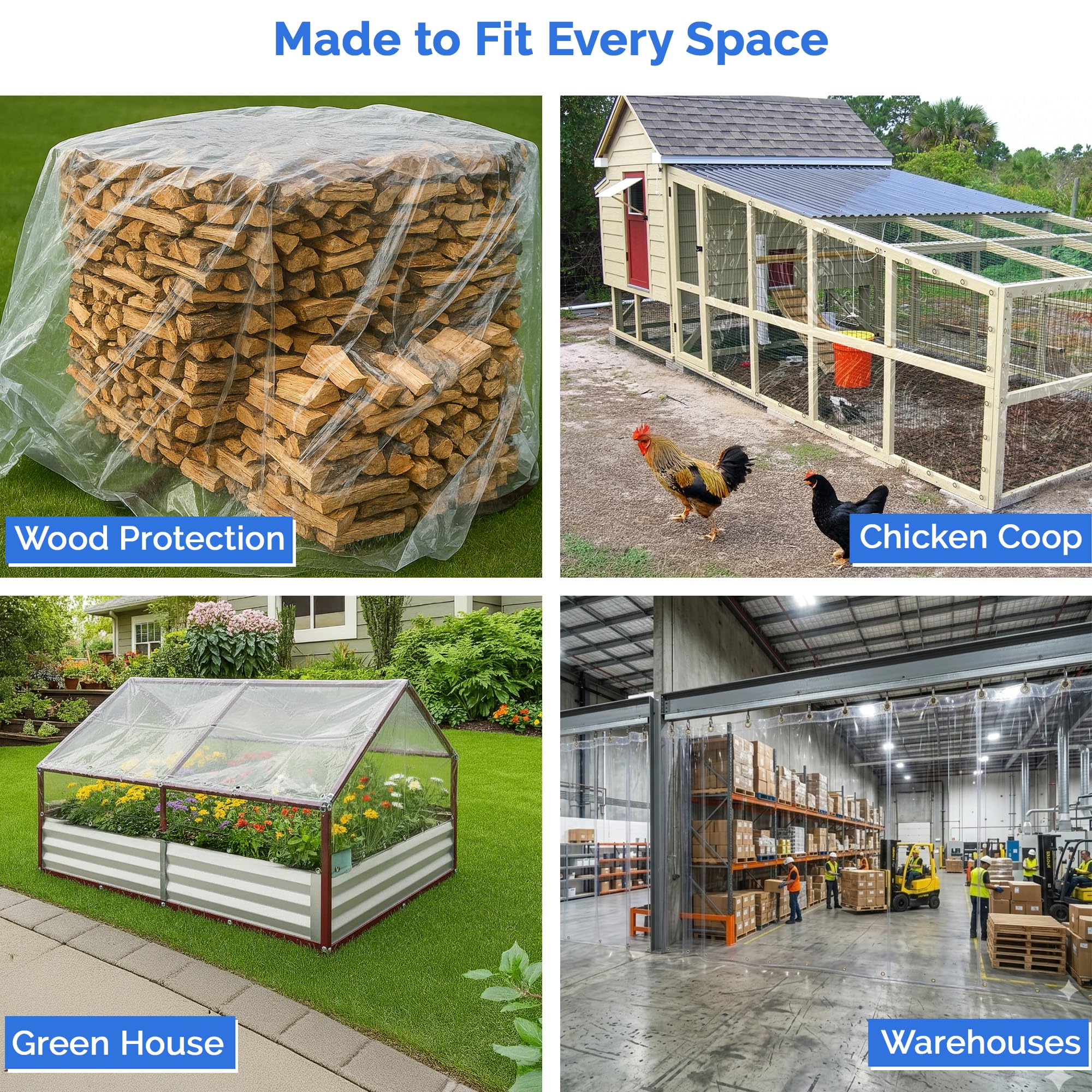 Covers & All Outdoor Clear Curtains for Patio Waterproof – 18 oz Outdoor Tarp Clear Vinyl Curtains, Gazebo Curtains with Brass Grommets for Pergola, Porch & Patio Walls for Winter (8 x 10 ft) - Image 3