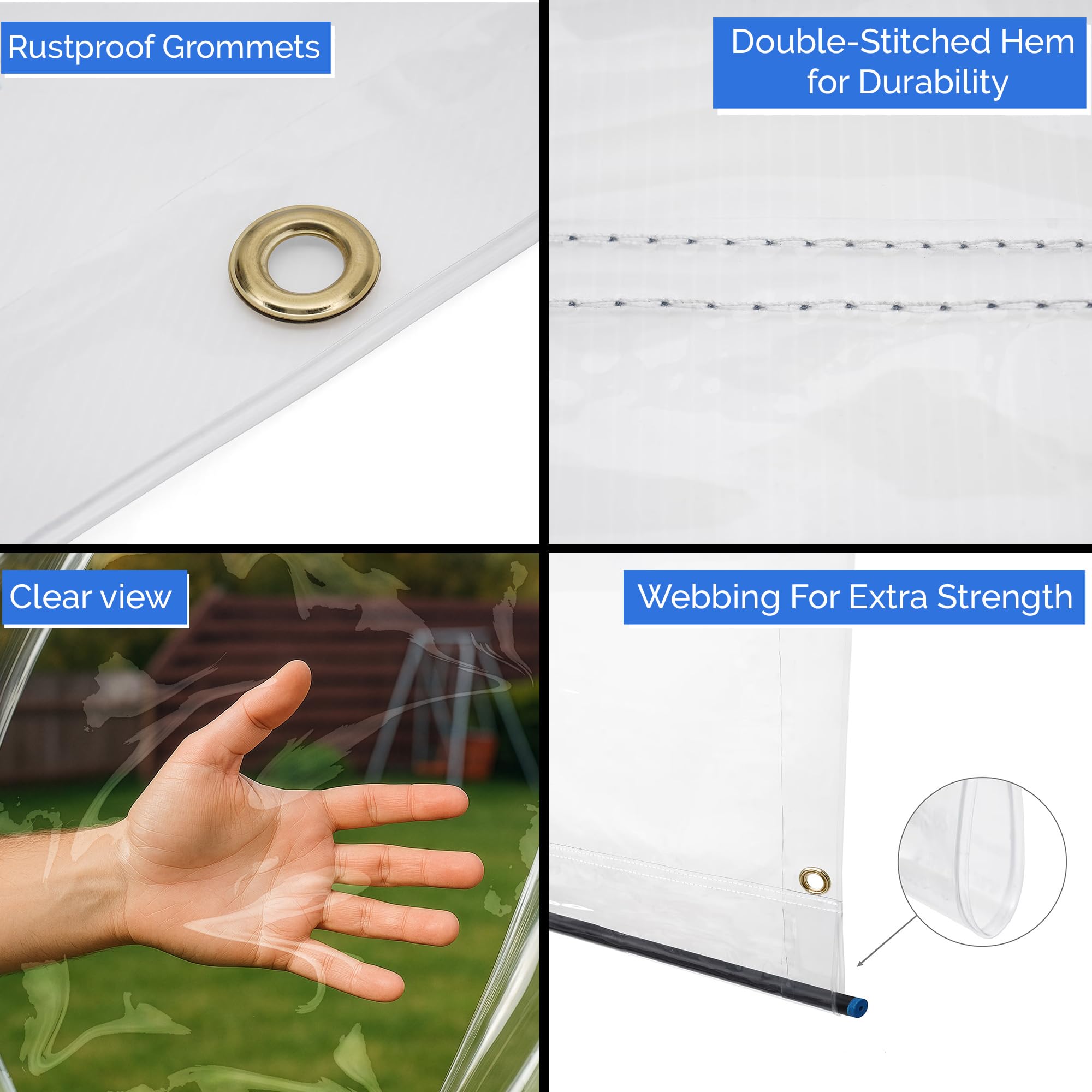 Covers & All Outdoor Clear Curtains for Patio Waterproof – 18 oz Outdoor Tarp Clear Vinyl Curtains, Gazebo Curtains with Brass Grommets for Pergola, Porch & Patio Walls for Winter (8 x 10 ft) - Image 6