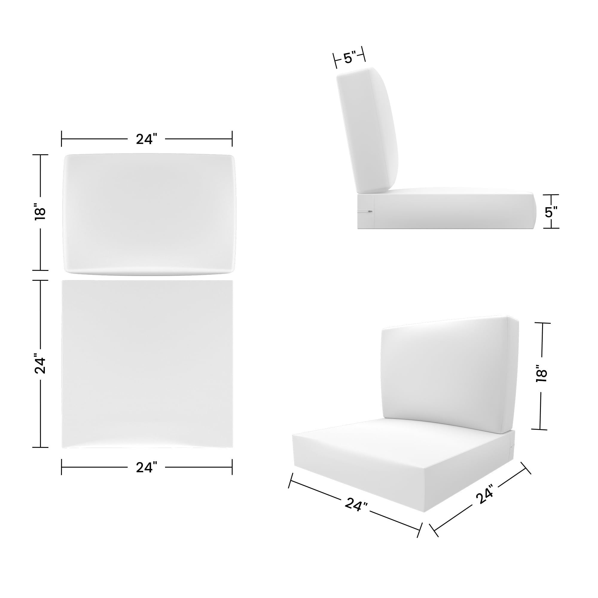 Covers & All Outdoor Deep Seat Cushion for Patio Furniture, 24 x 24 x 5 Inch High-Density Foam Patio Chair Cushion with Water & UV-Resistant, Tear-Resistant Seat & Back Cushion Set of 1 - Image 3