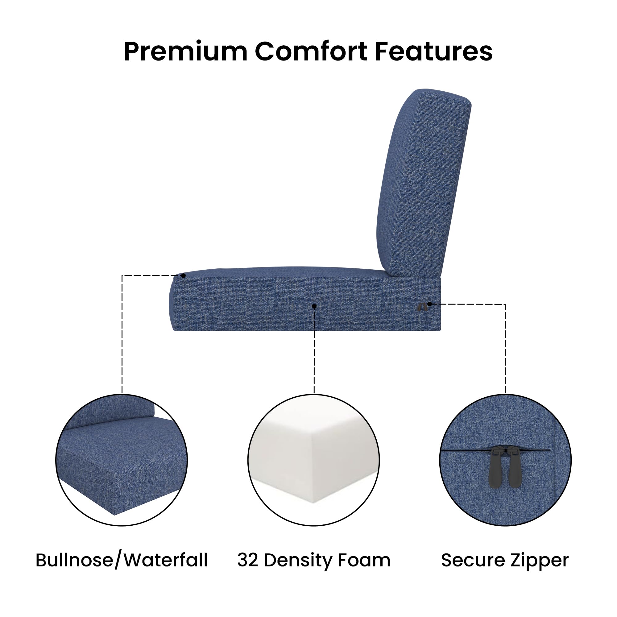 Covers & All Outdoor Deep Seat Cushion for Patio Furniture, 24 x 24 x 5 Inch High-Density Foam Patio Chair Cushion with Water-Repellent & UV-Resistant Cover, Tear-Resistant Seat & Back Cushion - Image 5