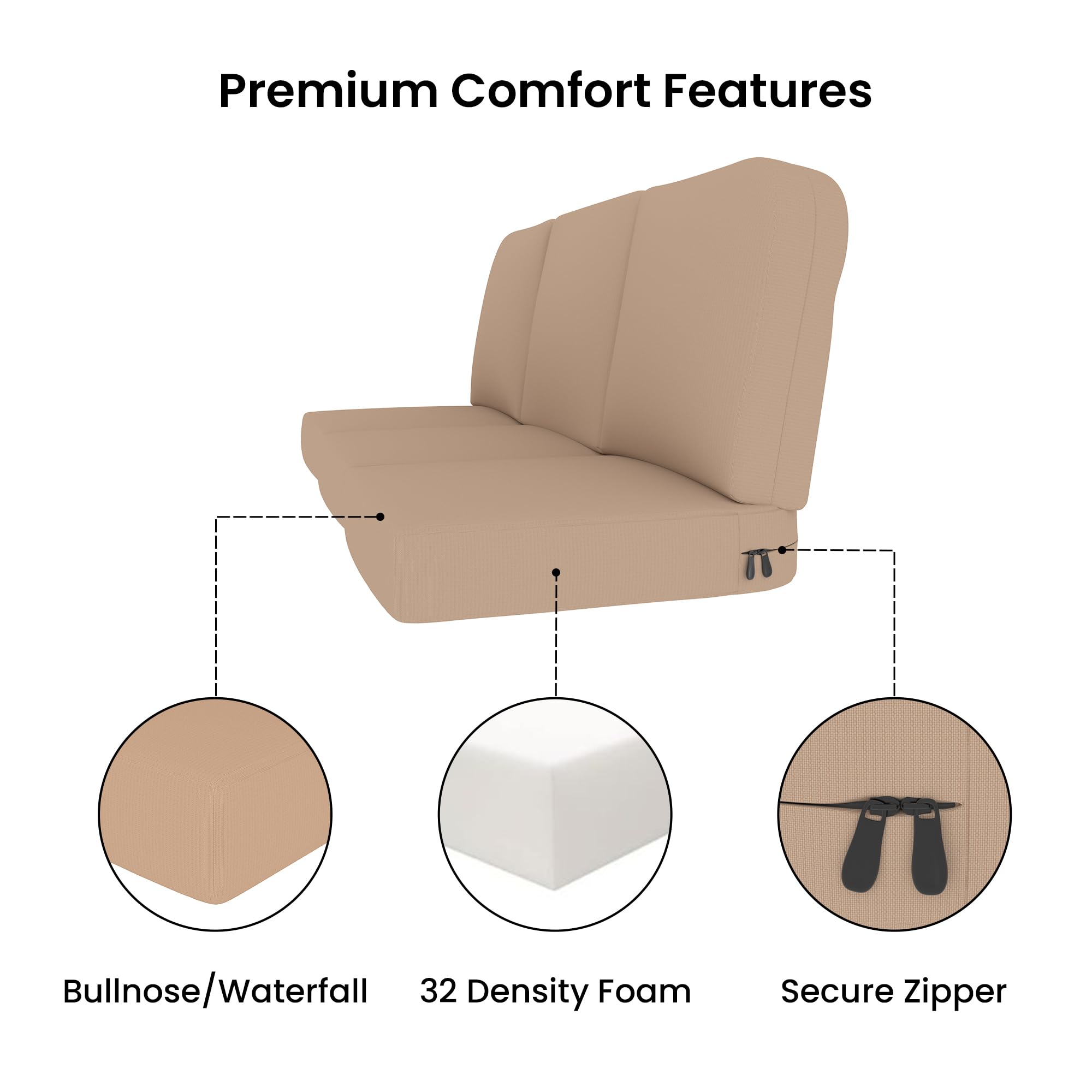 Covers & All Outdoor Deep Seat Cushion Set of 3, 22 x 24 Inch Patio Chair Cushions with Water-Repellent & UV-Resistant Cover, Lightweight & Tear-Resistant Seat & Back Cushions for Patio Furniture - Image 4