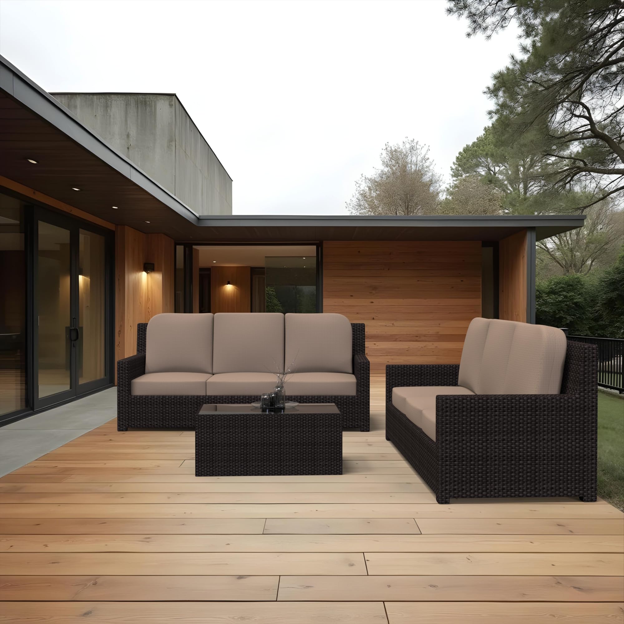 Covers & All Outdoor Deep Seat Cushion Set of 3, 22 x 24 Inch Patio Chair Cushions with Water-Repellent & UV-Resistant Cover, Lightweight & Tear-Resistant Seat & Back Cushions for Patio Furniture - Image 5