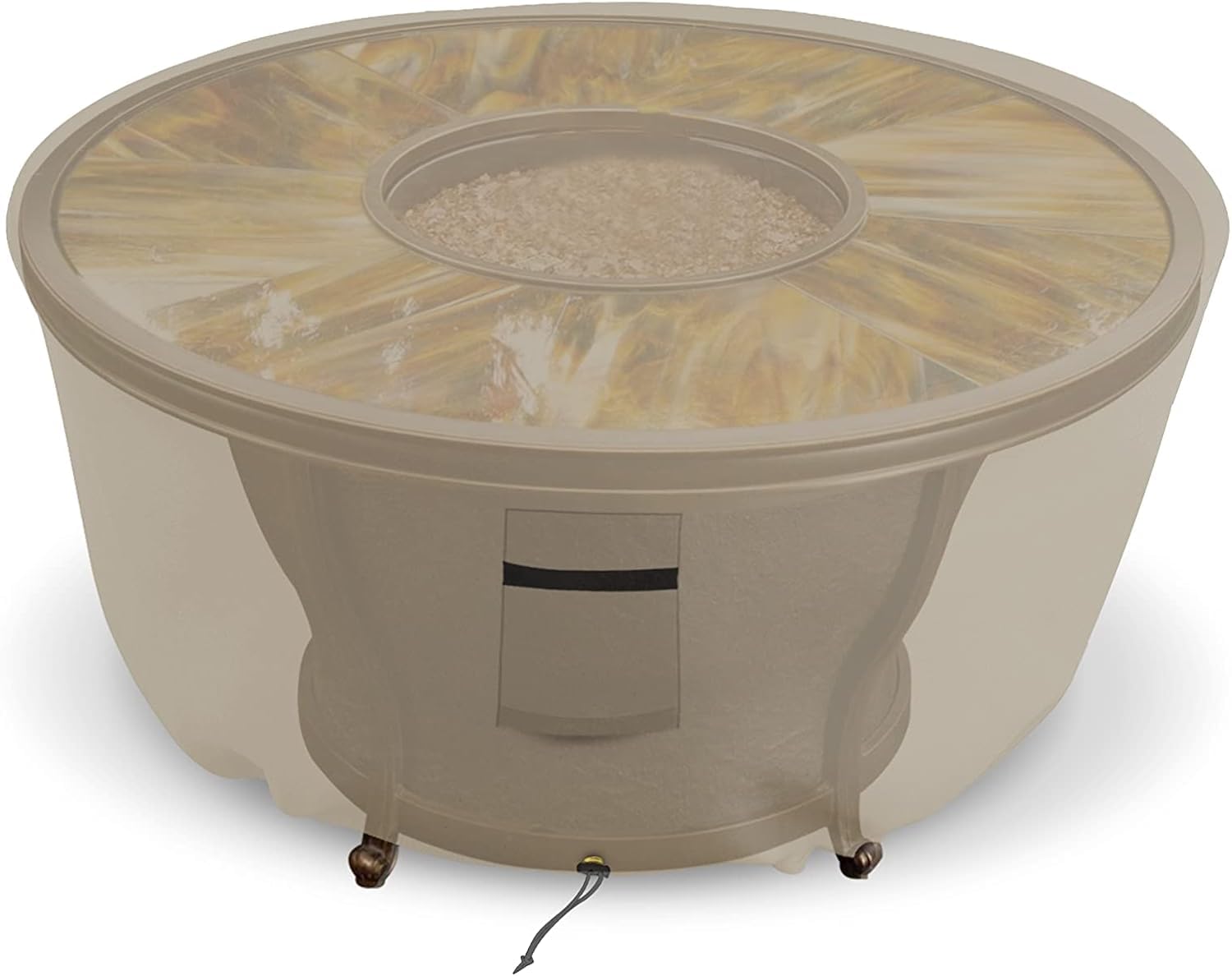 Covers & all Outdoor Round Fire Pit Cover, 12 Oz Waterproof, UV & Weather Resistant for Patio Lawn Garden Backyard Outside, with Drawstrings (30"(Diameter) x 12"(H), Beige) - Image 5