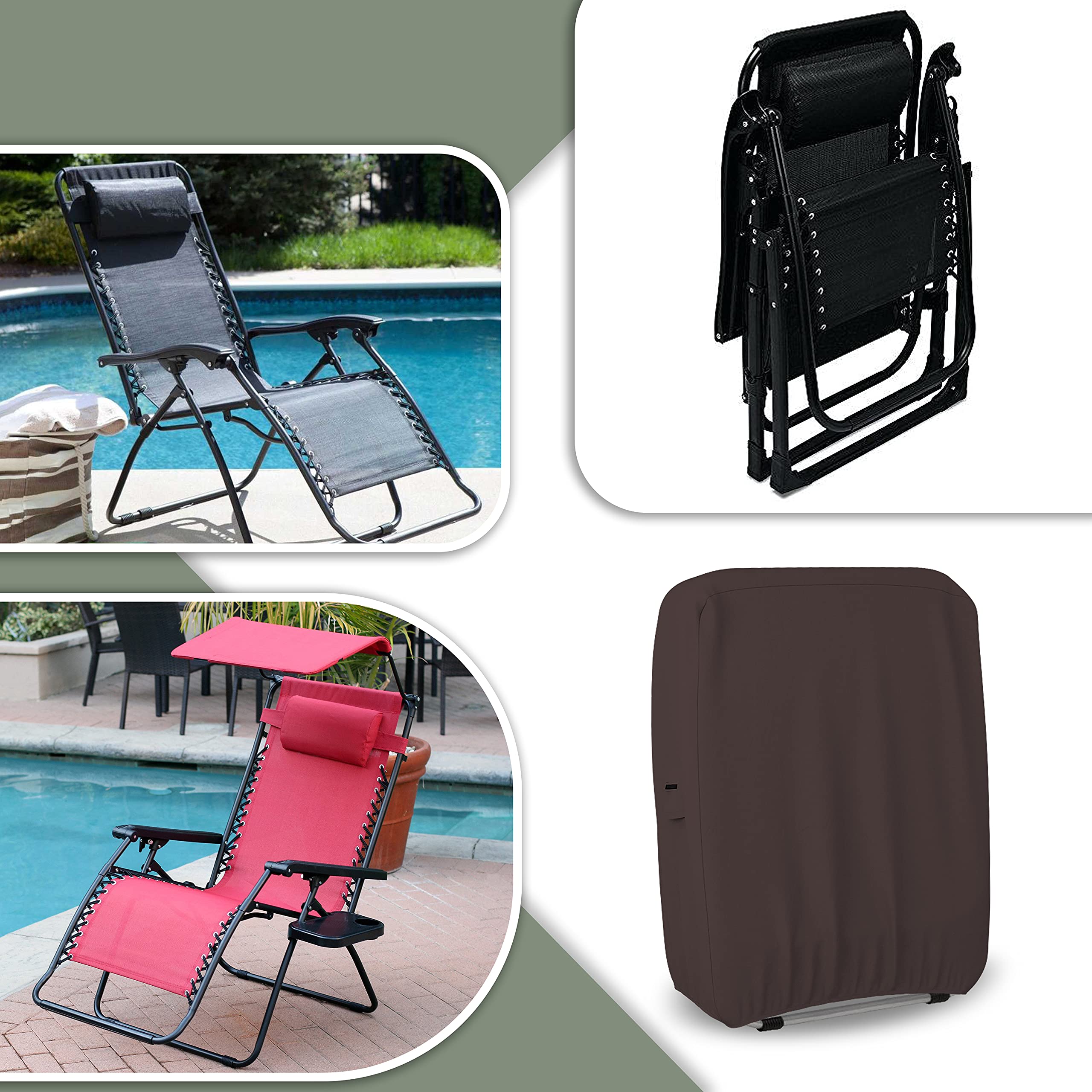 Covers & All Outdoor Zero Gravity Chair Covers, Made of 12 oz Waterproof & UV-resistant Cover Max Fabric with Air-vents (33" W x 37" H x 9" D, Coffee) - Image 6