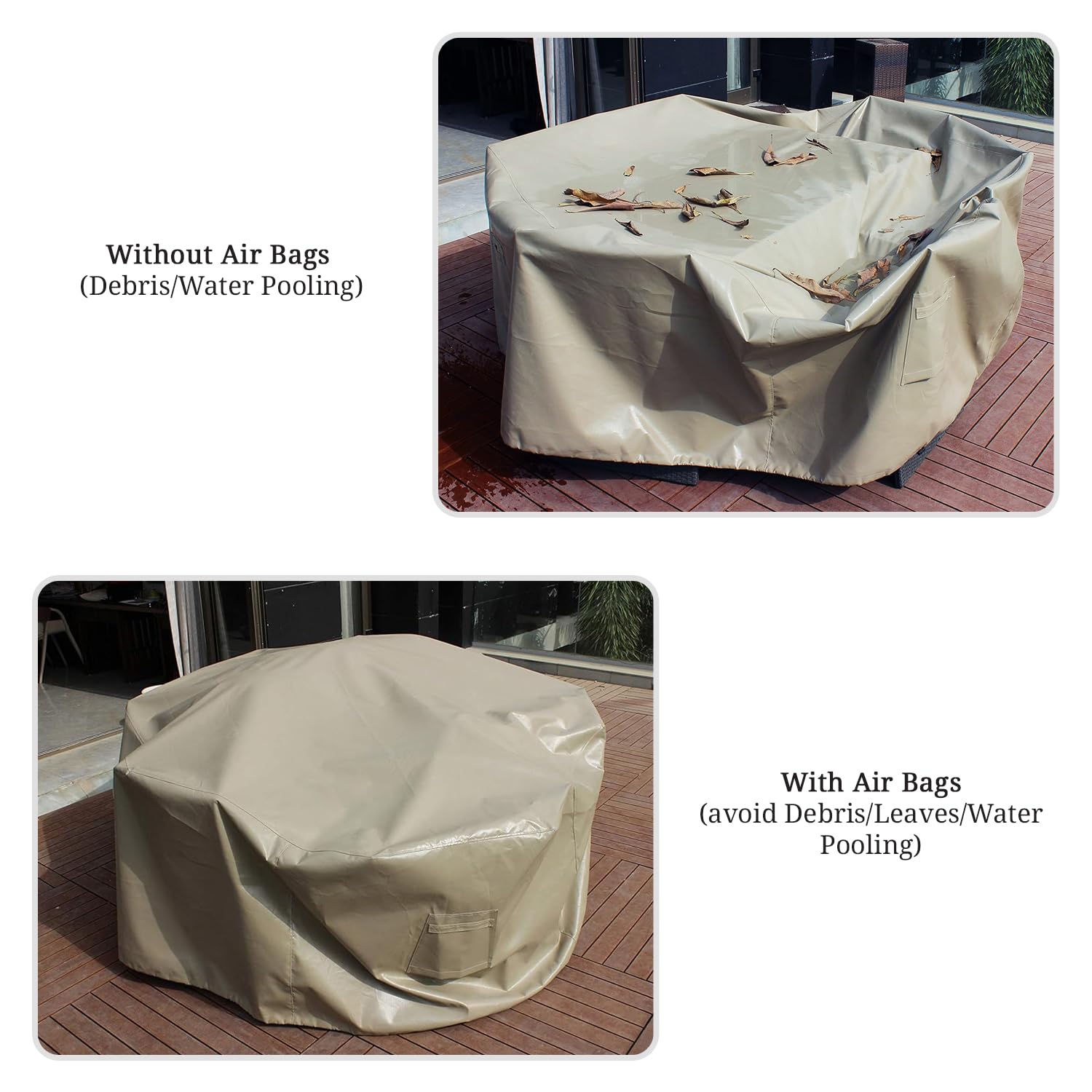 Covers & All Patio Furniture Cover Air Bags, Prevents Water & Snow Pooling, 12 Oz Waterproof, UV & Weather Resistant, Ideal for Patio Backyard Lawn Garden Furniture Outdoor Use (24" x 24" Inches) - Image 4